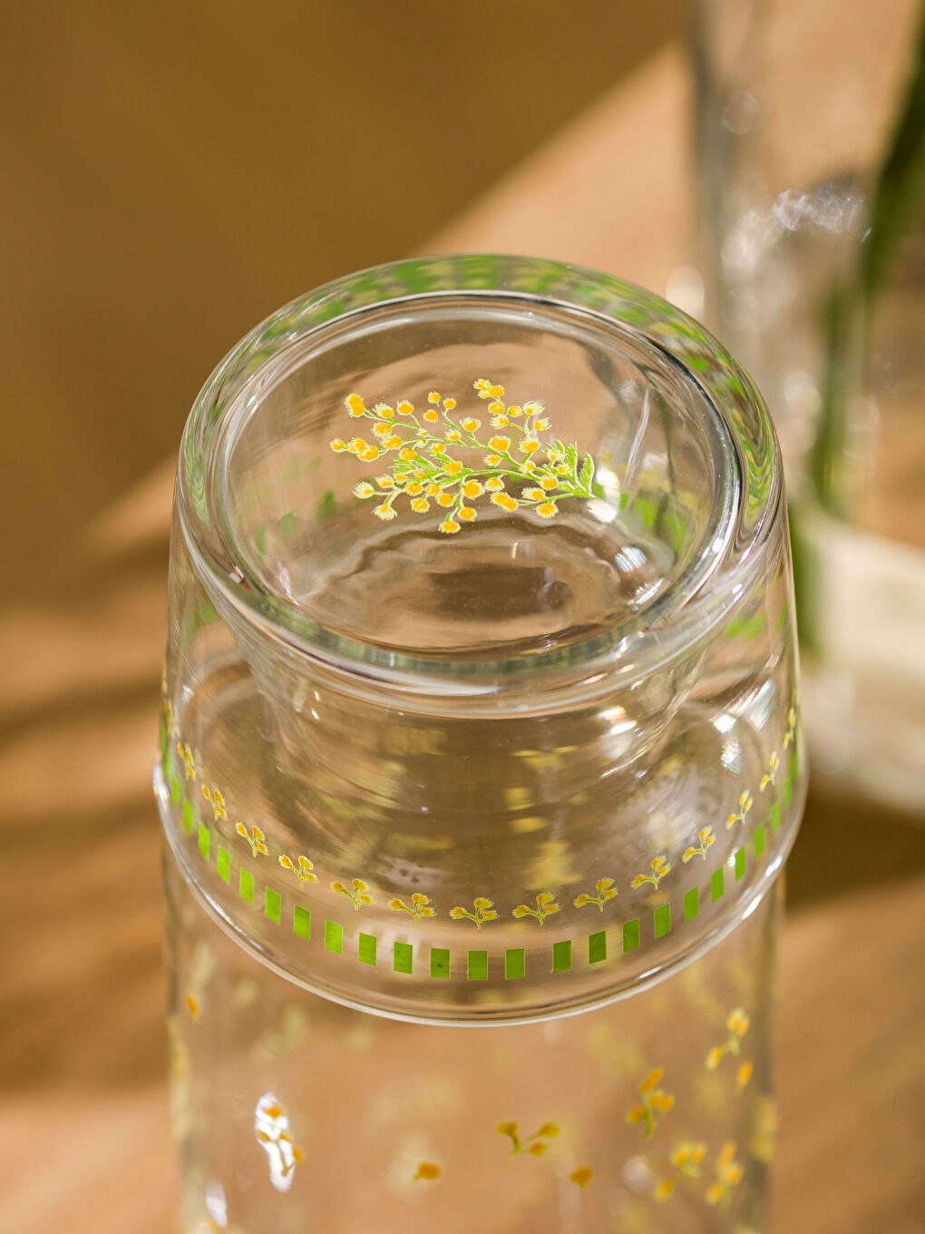 LCW HOME Sari Çiçekli Cam Su Şişesi 700 ml - 3