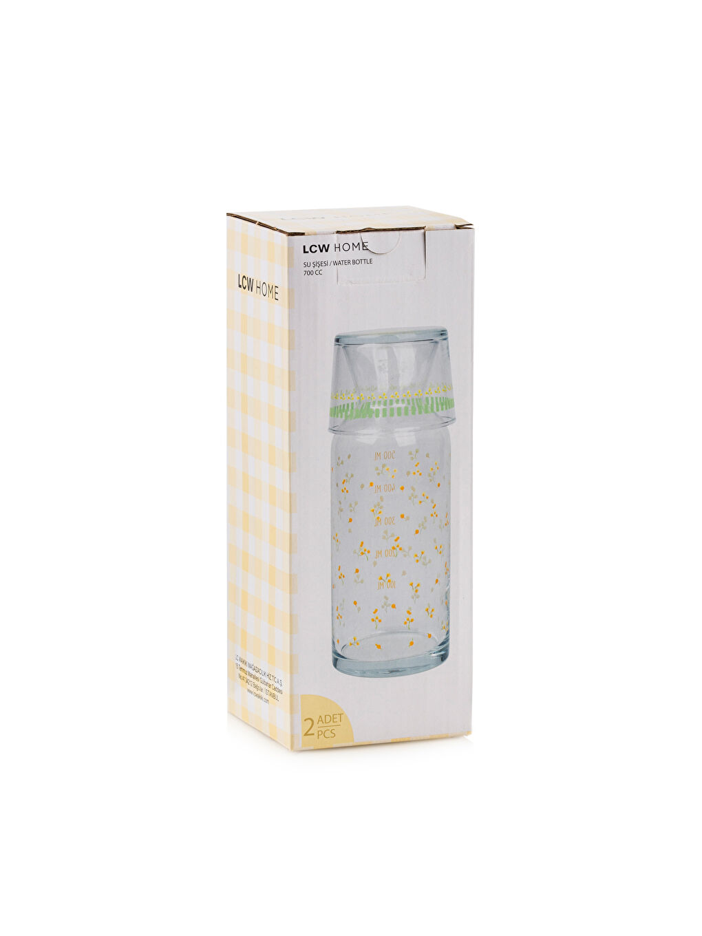 LCW HOME Sari Çiçekli Cam Su Şişesi 700 ml - 5
