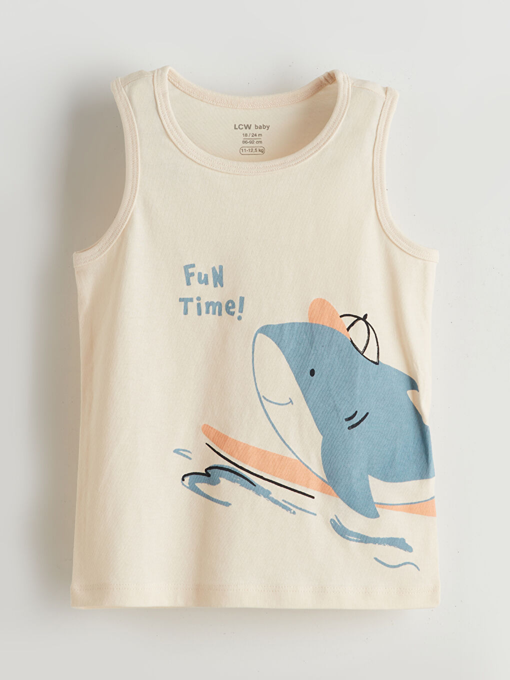 Ekru Yunus Balığı Baskılı Erkek Bebek Atlet