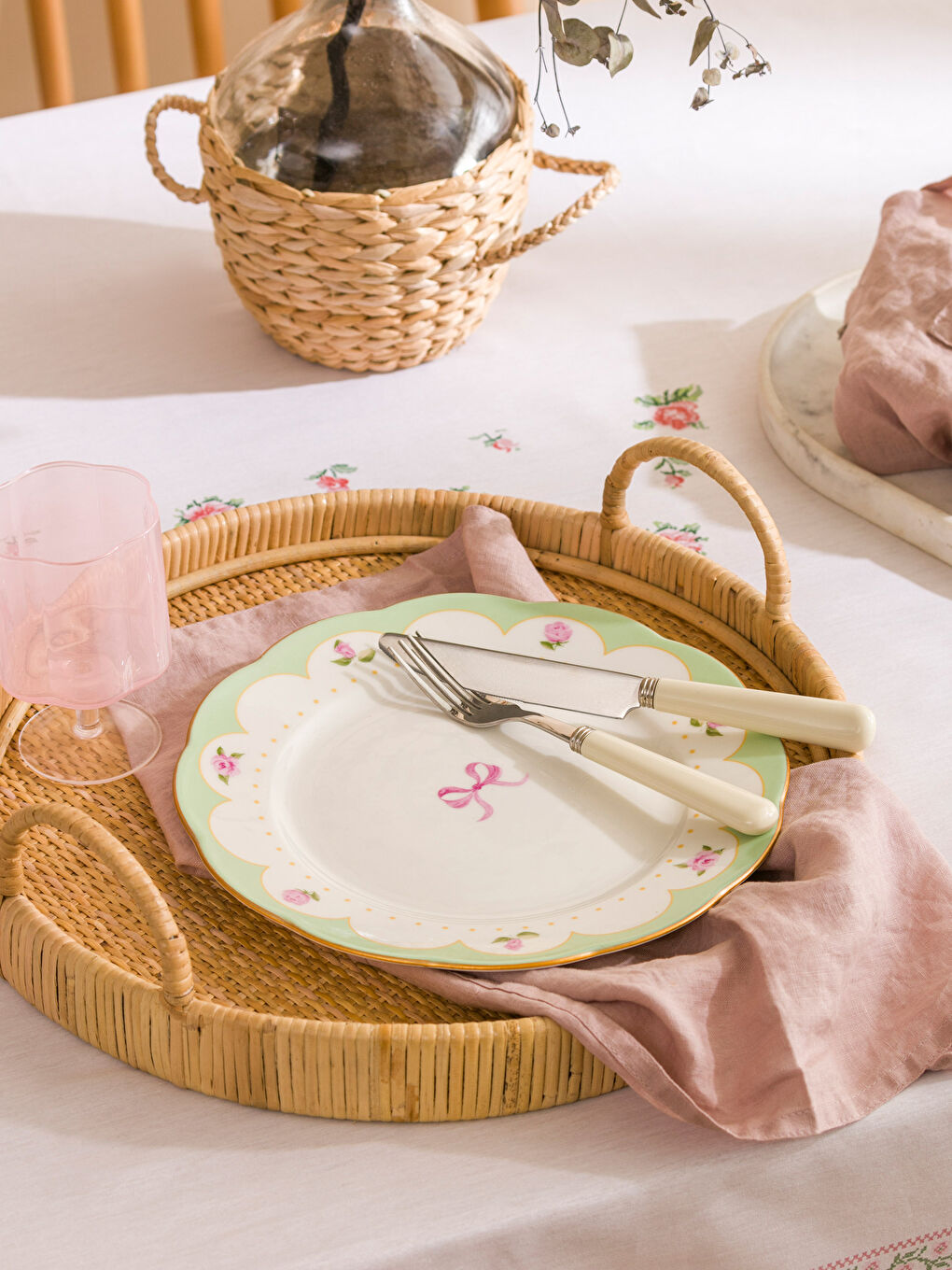 LCW HOME Karişik Fiyonk Baskılı Porselen Servis Tabağı 26 cm