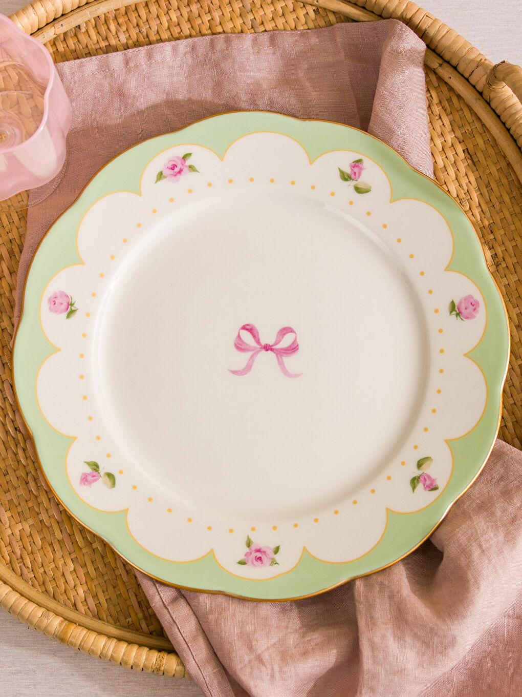 LCW HOME Karişik Fiyonk Baskılı Porselen Servis Tabağı 26 cm - 1