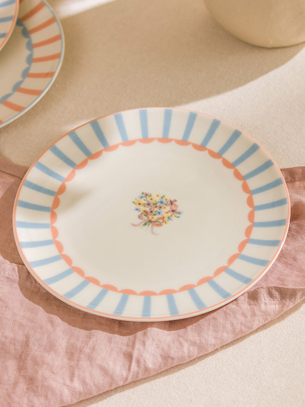 Karışık Çiçek Baskılı Porselen Pasta Tabağı Seti 4'lü 19 cm-2