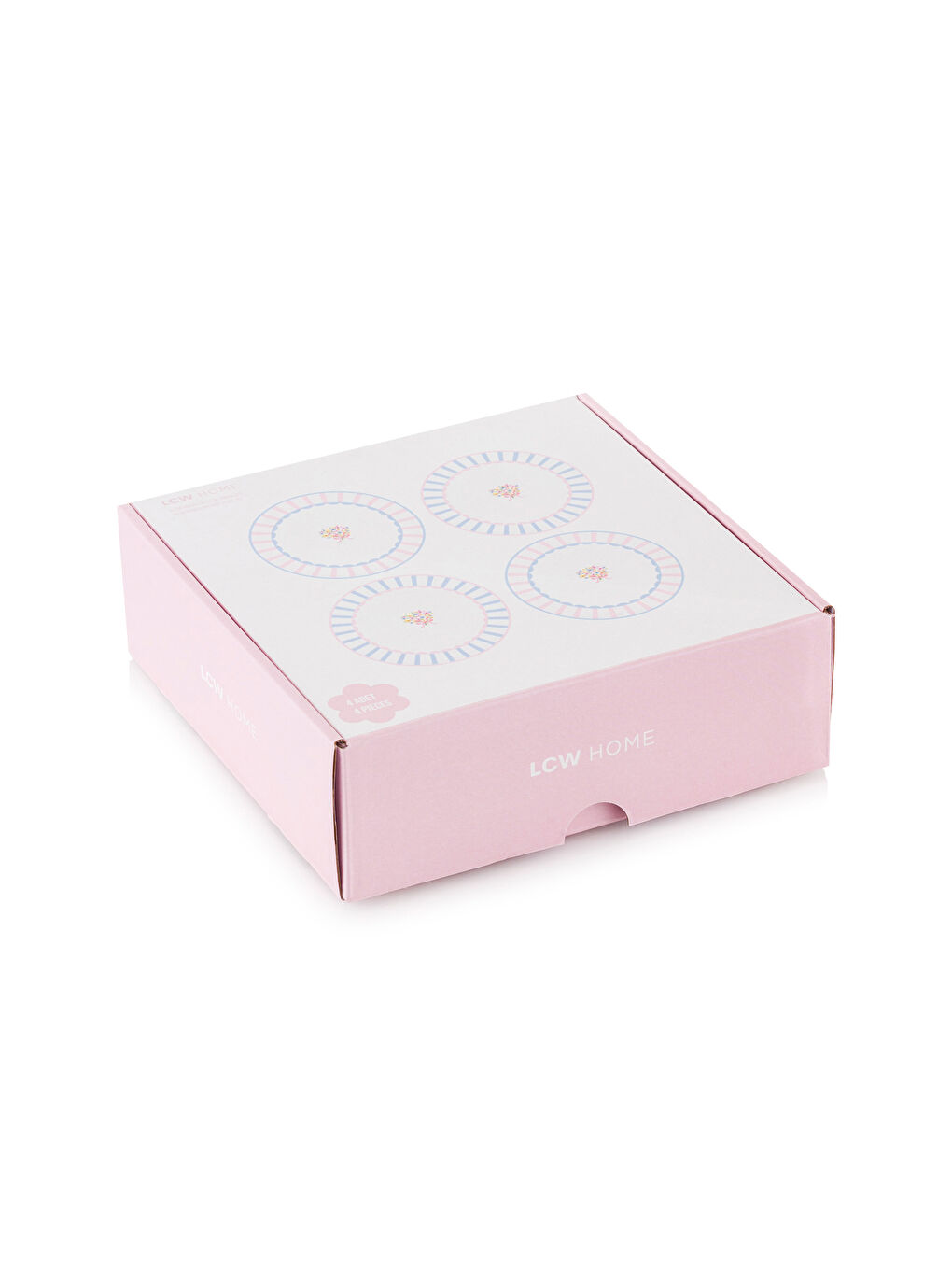 Karışık Çiçek Baskılı Porselen Pasta Tabağı Seti 4'lü 19 cm-3