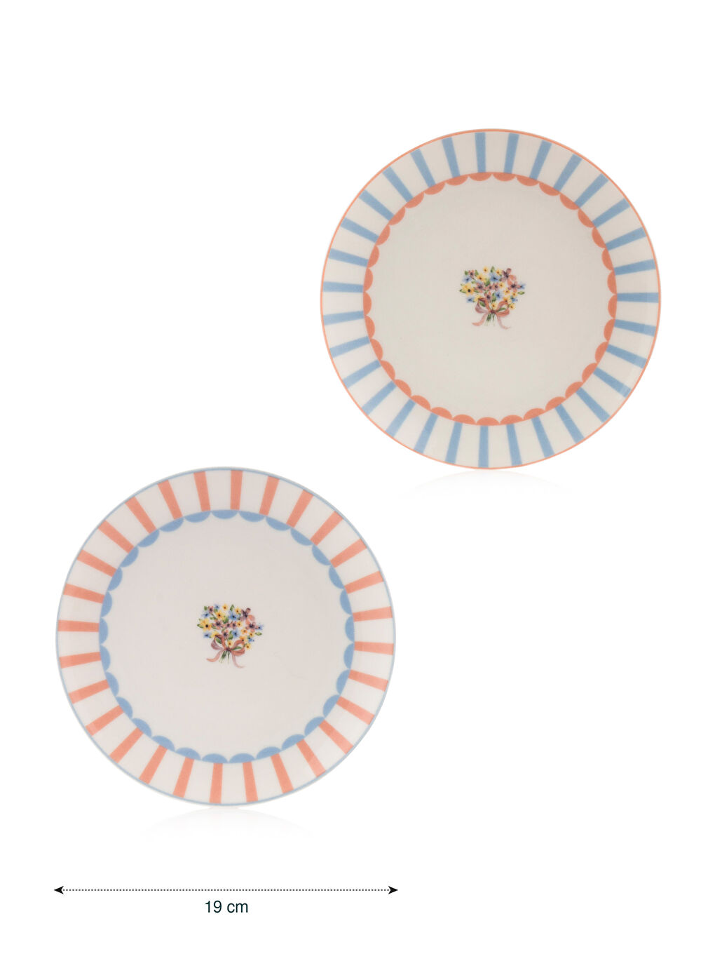 Karışık Çiçek Baskılı Porselen Pasta Tabağı Seti 4'lü 19 cm-4