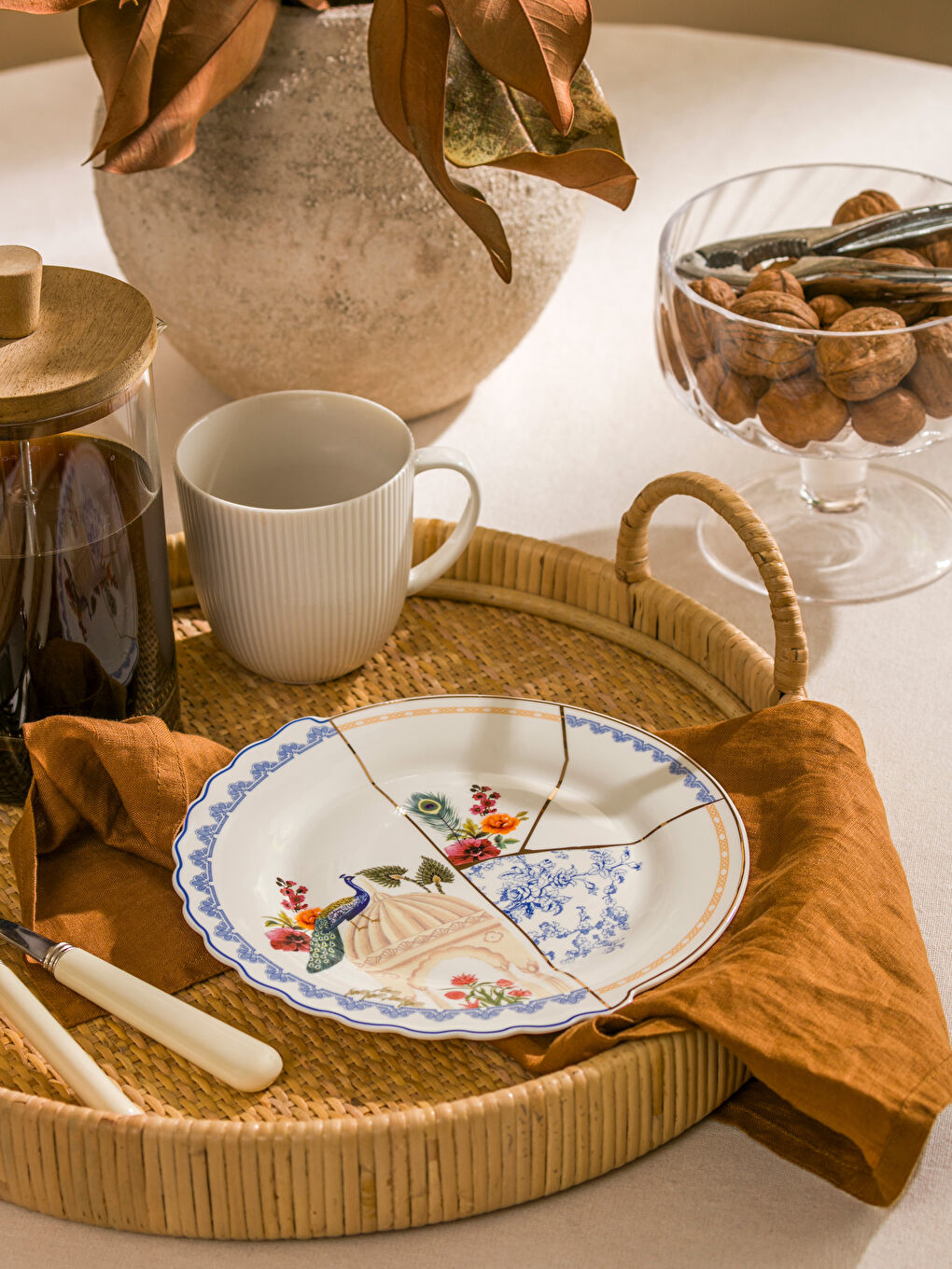 LCW HOME Beyaz Baskılı Porselen Pasta Tabağı 21 cm