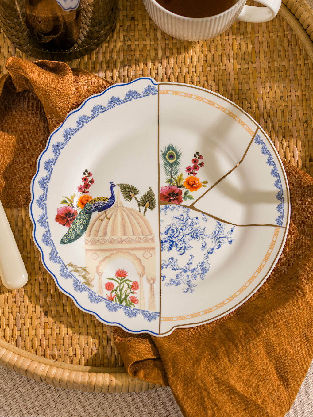 LCW HOME Beyaz Baskılı Porselen Pasta Tabağı 21 cm - 1