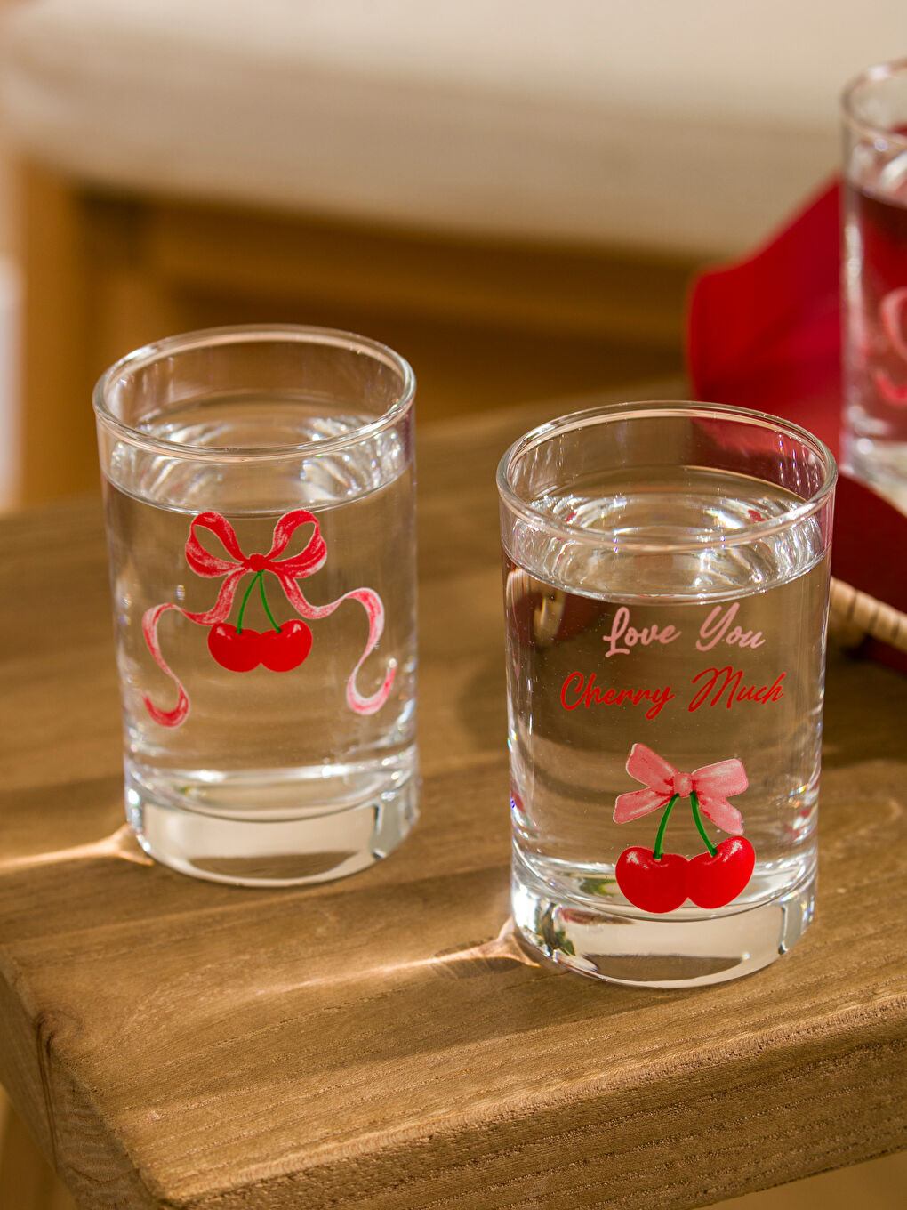 Cherry Printed Glass Water Glass Set of 4 125 ml -S5K560Z8-M0T