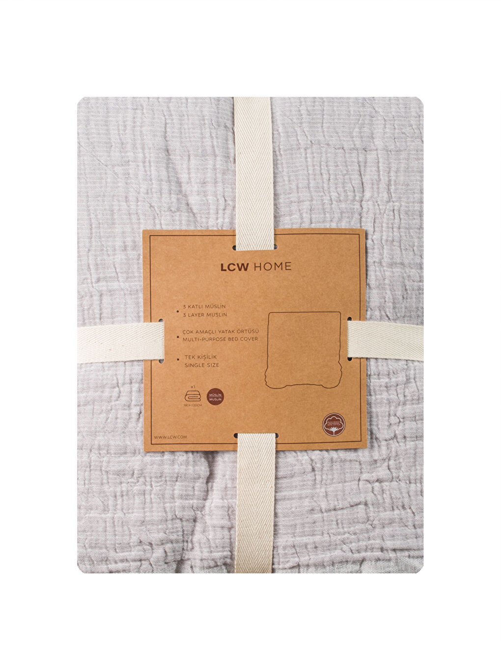 Gri Tek Kişilik Pamuklu Yatak Örtüsü-4