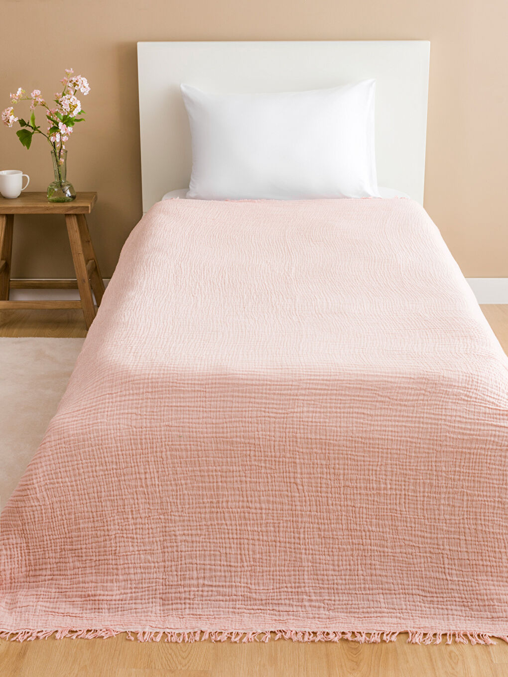 LCW HOME Pembe Tek Kişilik Pamuklu Yatak Örtüsü