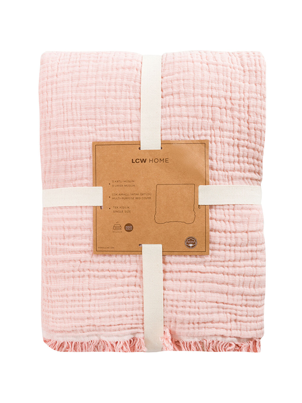 LCW HOME Pembe Tek Kişilik Pamuklu Yatak Örtüsü - 4