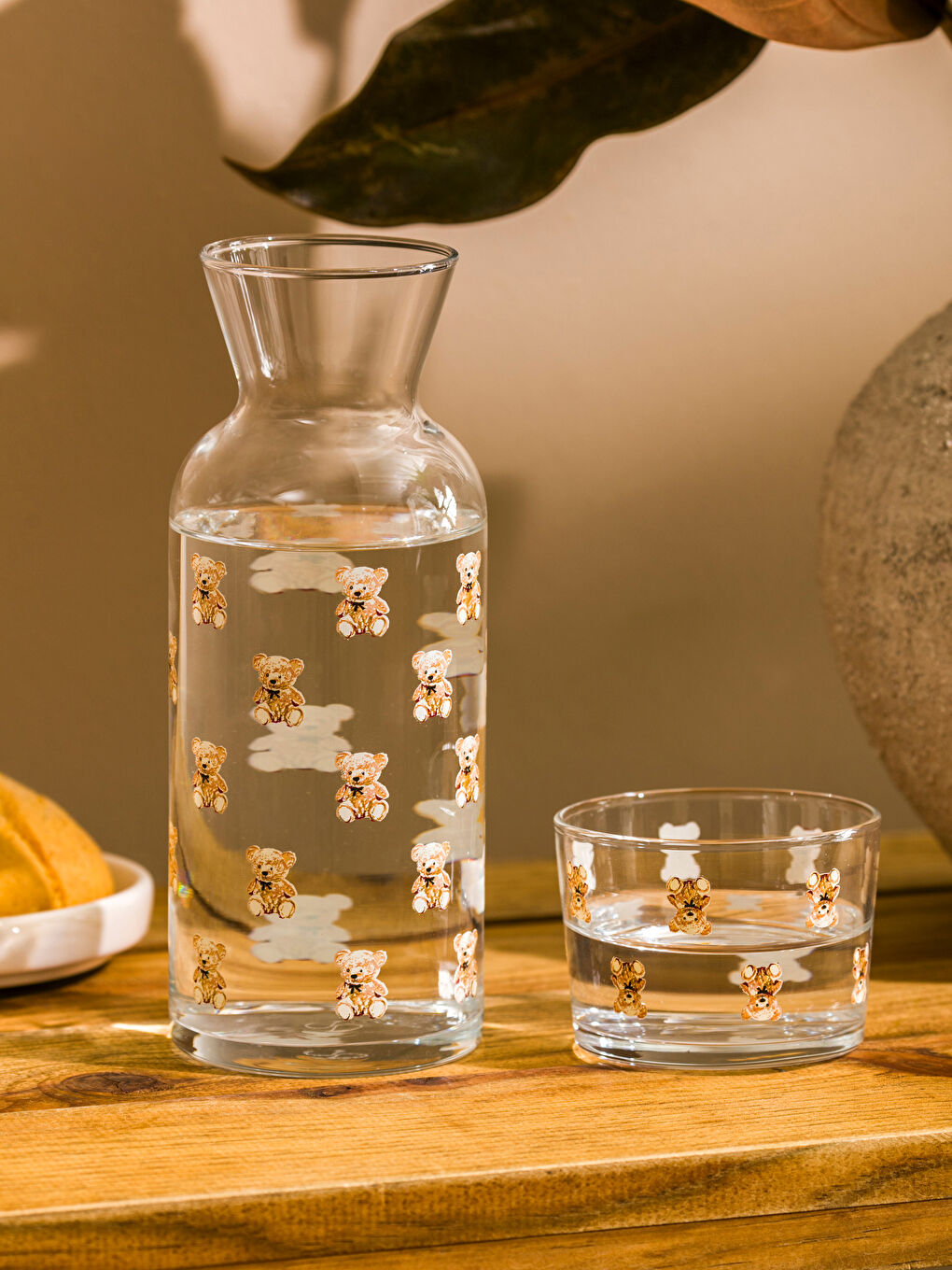 LCW HOME Bej Ayı Teddy Baskılı Cam Su Şişesi 700 ml