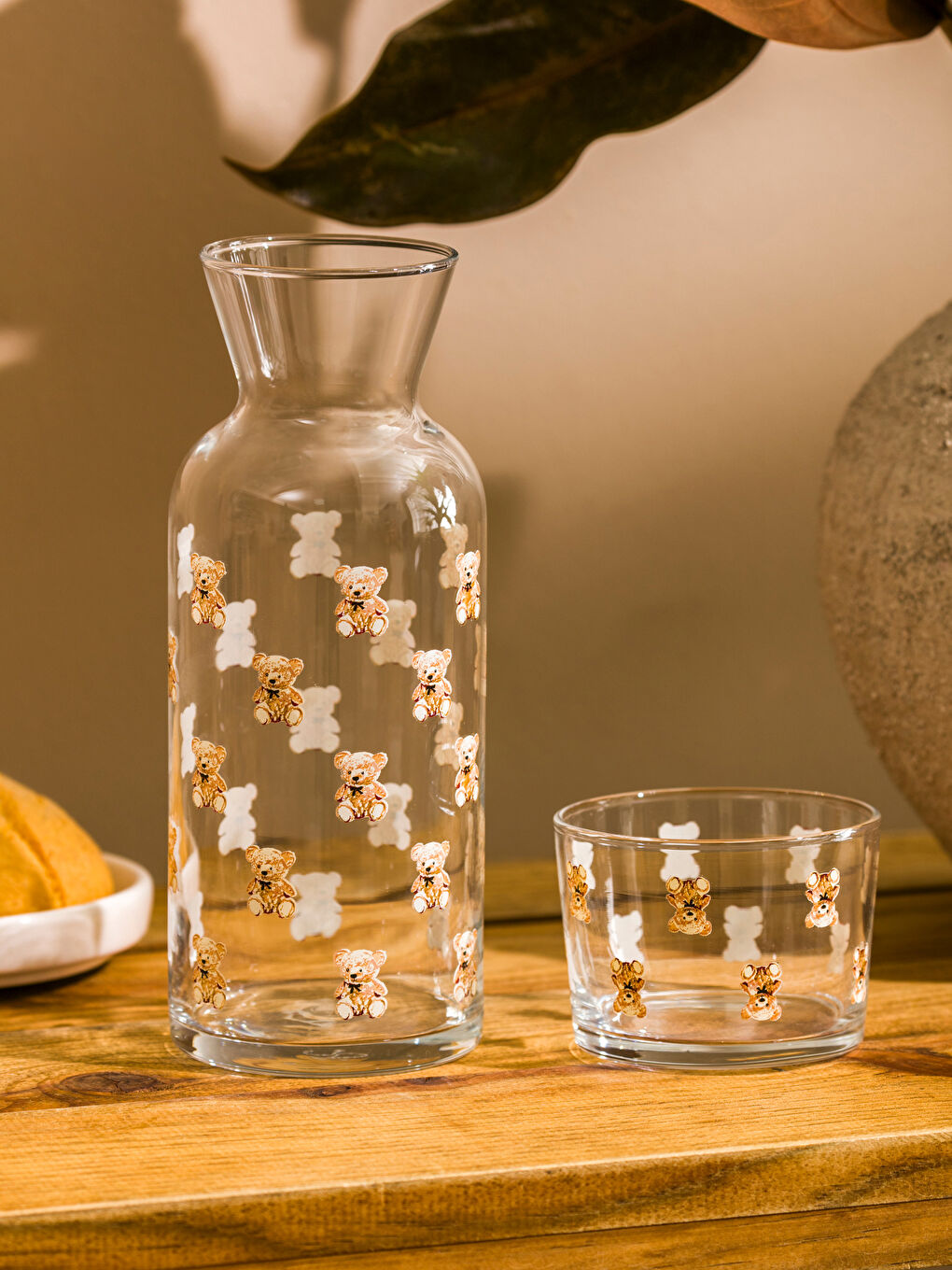 LCW HOME Bej Ayı Teddy Baskılı Cam Su Şişesi 700 ml - 1
