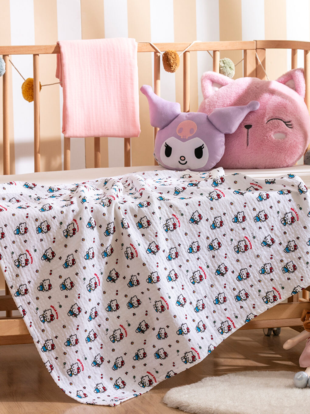 Karışık Kuromi Baskılı Kız Bebek Müslin Örtü 2'li 85x85 cm