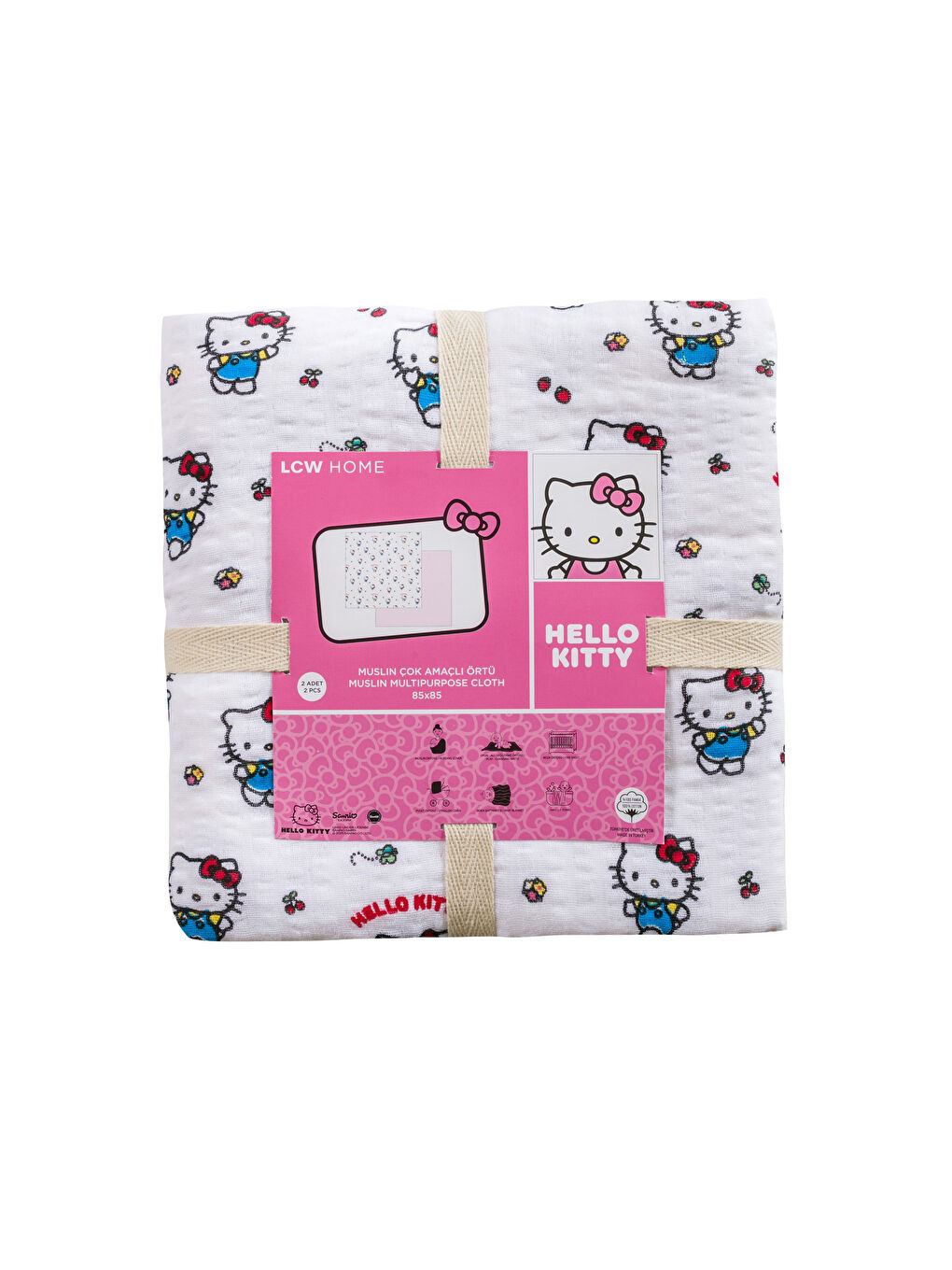 Karışık Kuromi Baskılı Kız Bebek Müslin Örtü 2'li 85x85 cm-4