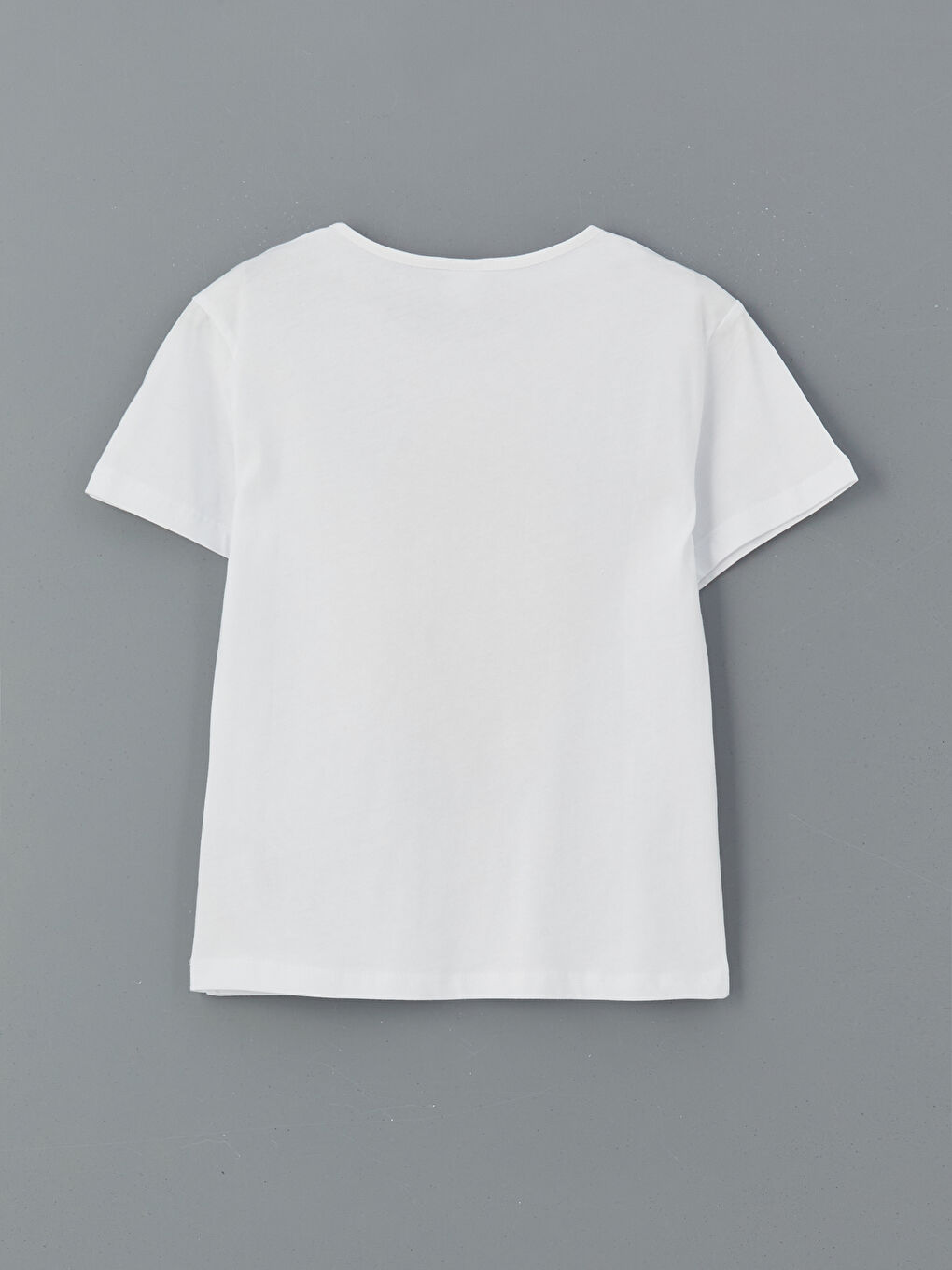 Beyaz Bisiklet Yaka Baskılı Kız Çocuk Tişört-1