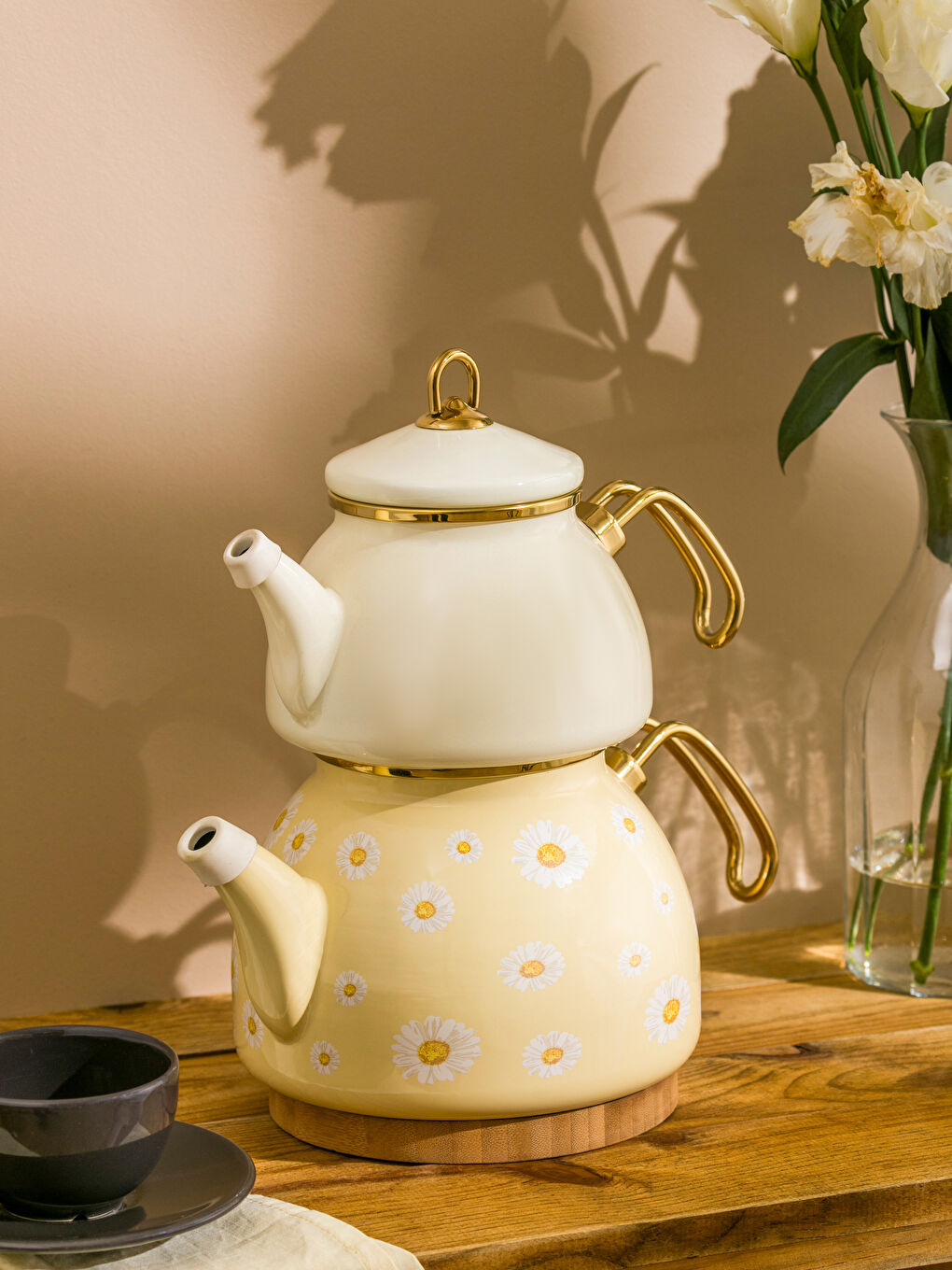 LCW HOME Sari Çiçek Baskılı Emaye Çaydanlık
