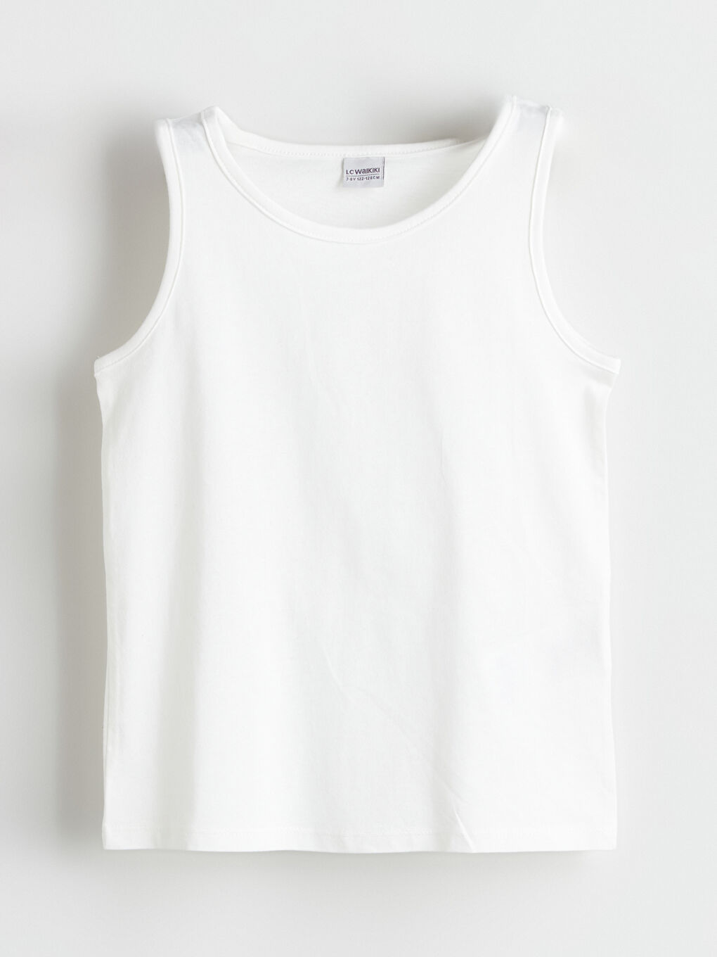 Ekru Bisiklet Yaka Basic Kız Çocuk Atlet