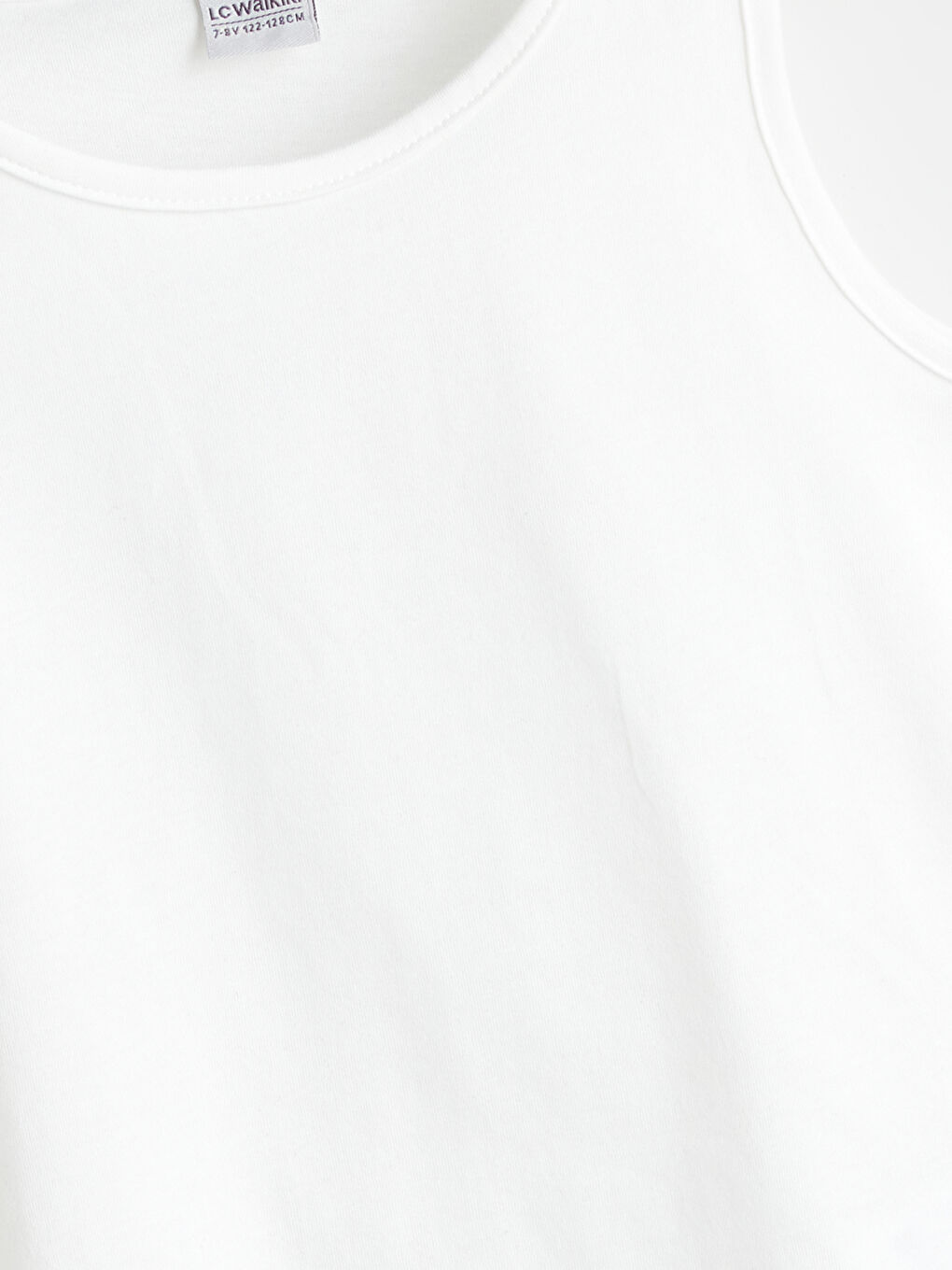 Ekru Bisiklet Yaka Basic Kız Çocuk Atlet-2