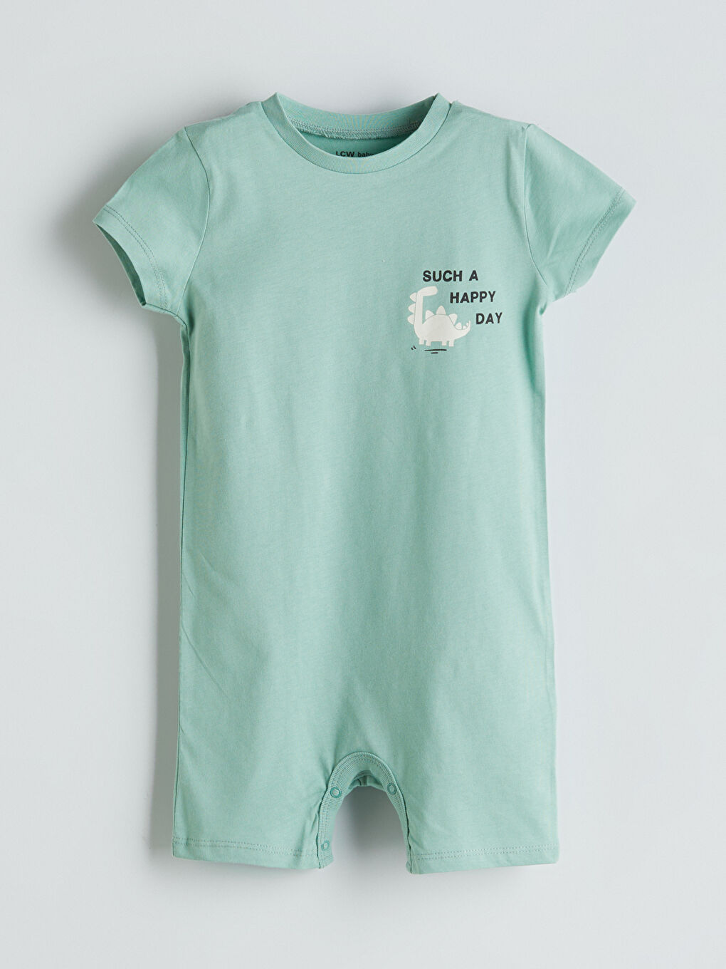 Yeşil Bisiklet Yaka Baskılı Erkek Bebek Penye Tulum