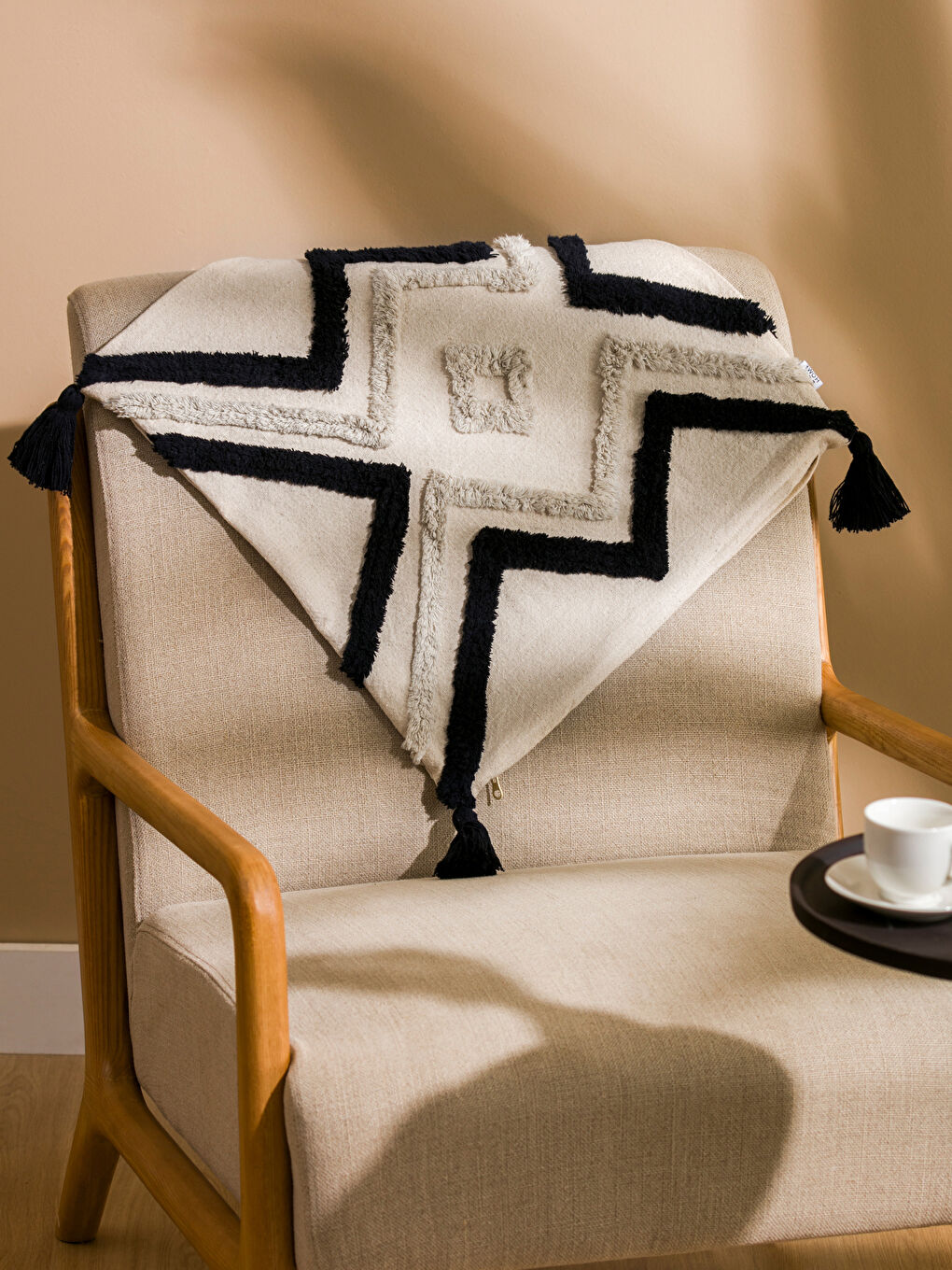 LCW HOME Embroidered Tassel Detailed Cushion Cover 45x45 cm -W57127Z8-LQB