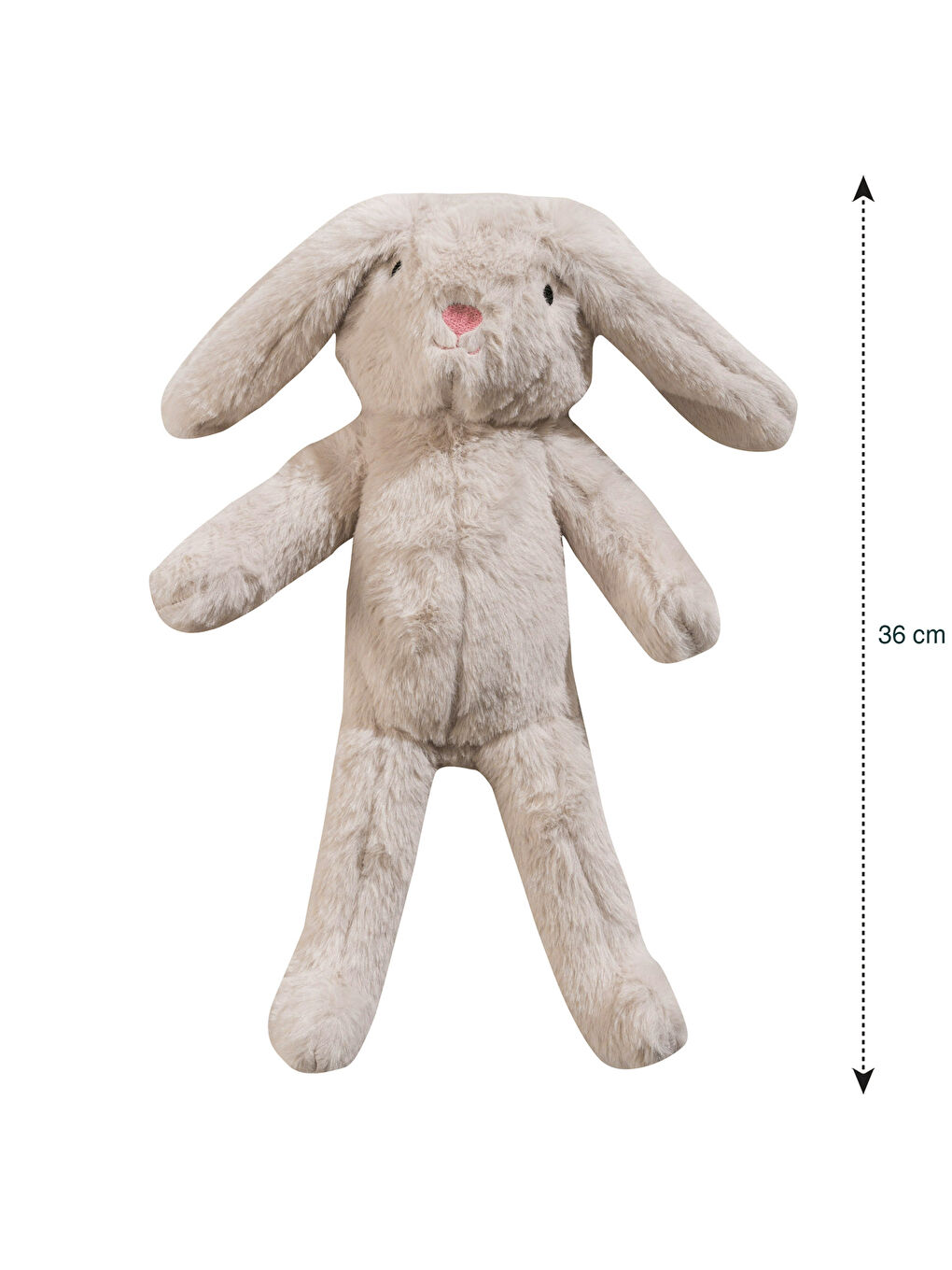 Bej Pelüş Dolgulu Tavşan Bebek Kırlent 36 cm-3