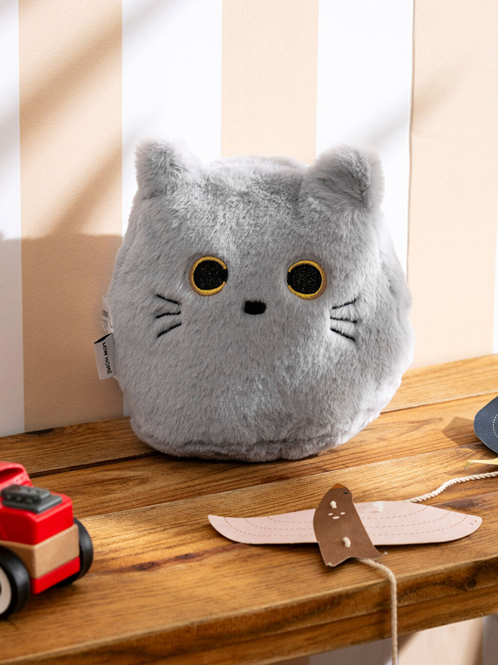 LCW HOME Gri Kedi Figürlü Pelüş Bebek Kırlent 20 Cm