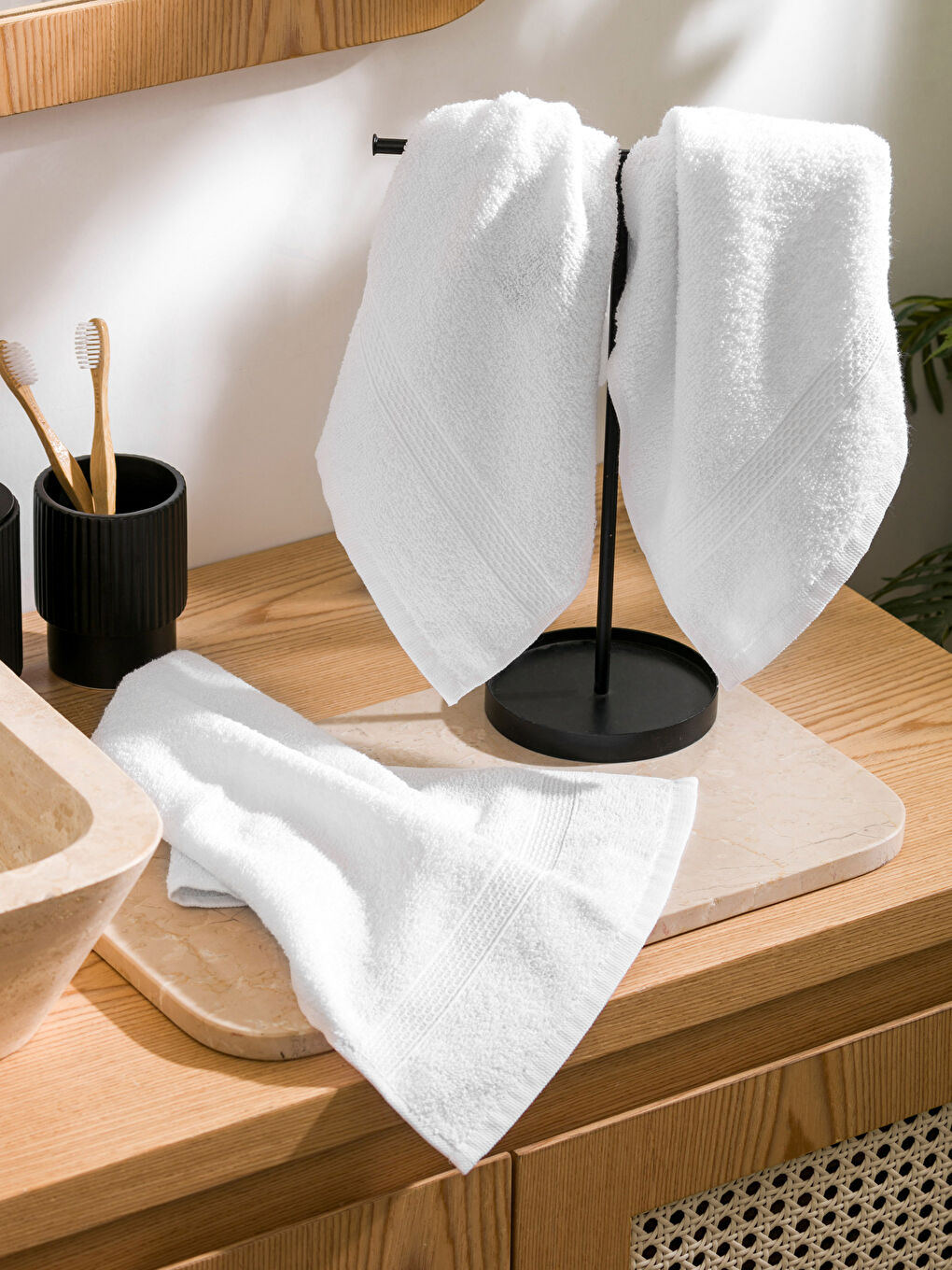 Embroidered Cotton Hand Towel Set Of 3 30X50 Cm -S5LI54Z8-J5E