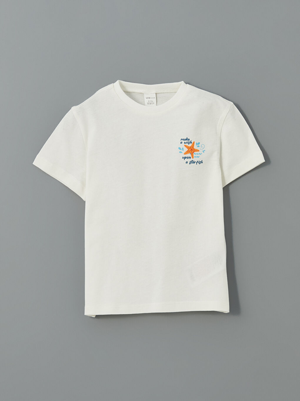 Beyaz Bisiklet Yaka Baskılı Erkek Çocuk Tişört