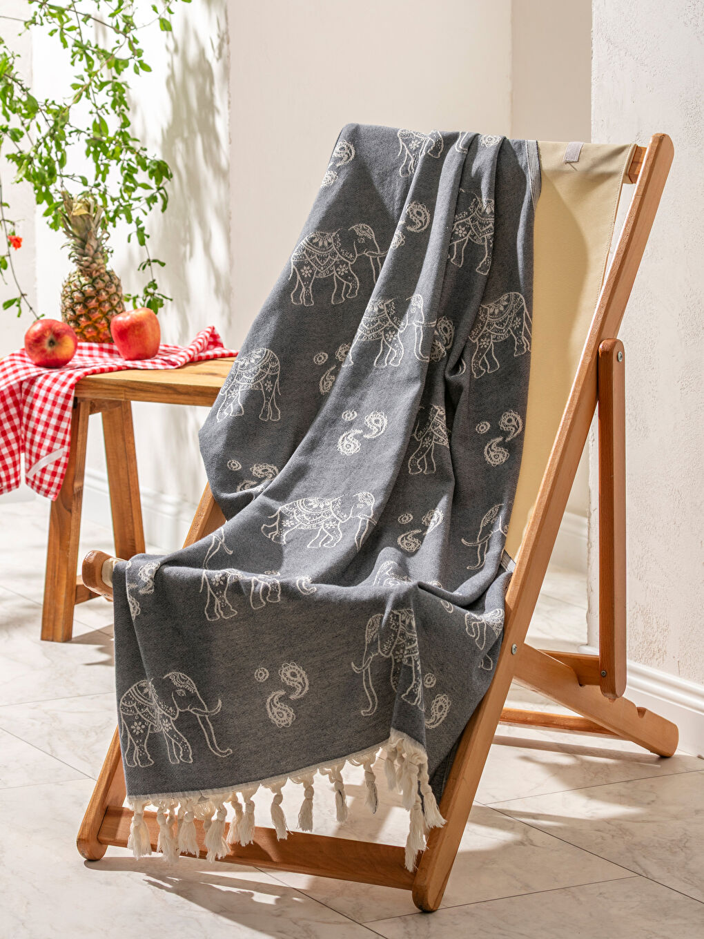 Fringed Women's Beach Towel 90x160 cm -S5M012Z8-CWA
