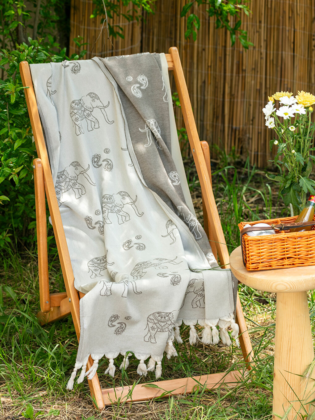 Fringed Women's Beach Towel 90x160 cm -S5M012Z8-EHW