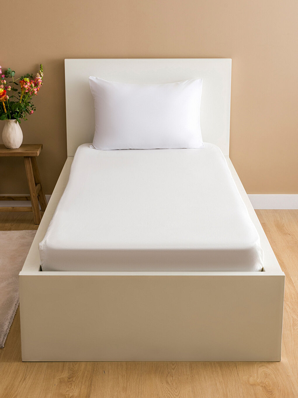 LCW HOME Ekru Tek Kişilik Lastikli Çarşaf
