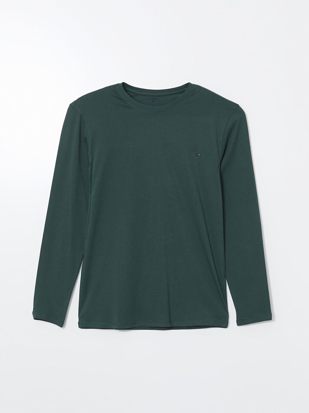 Yeşil Bisiklet Yaka Uzun Kollu Erkek Pijama Üst