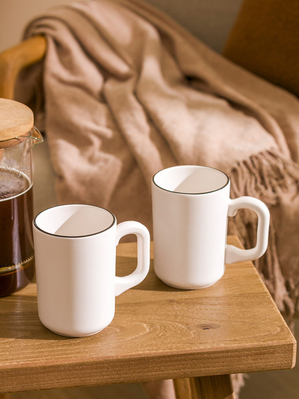 Siyah Baskılı Seramik Kupa 2'li 310 ml-1