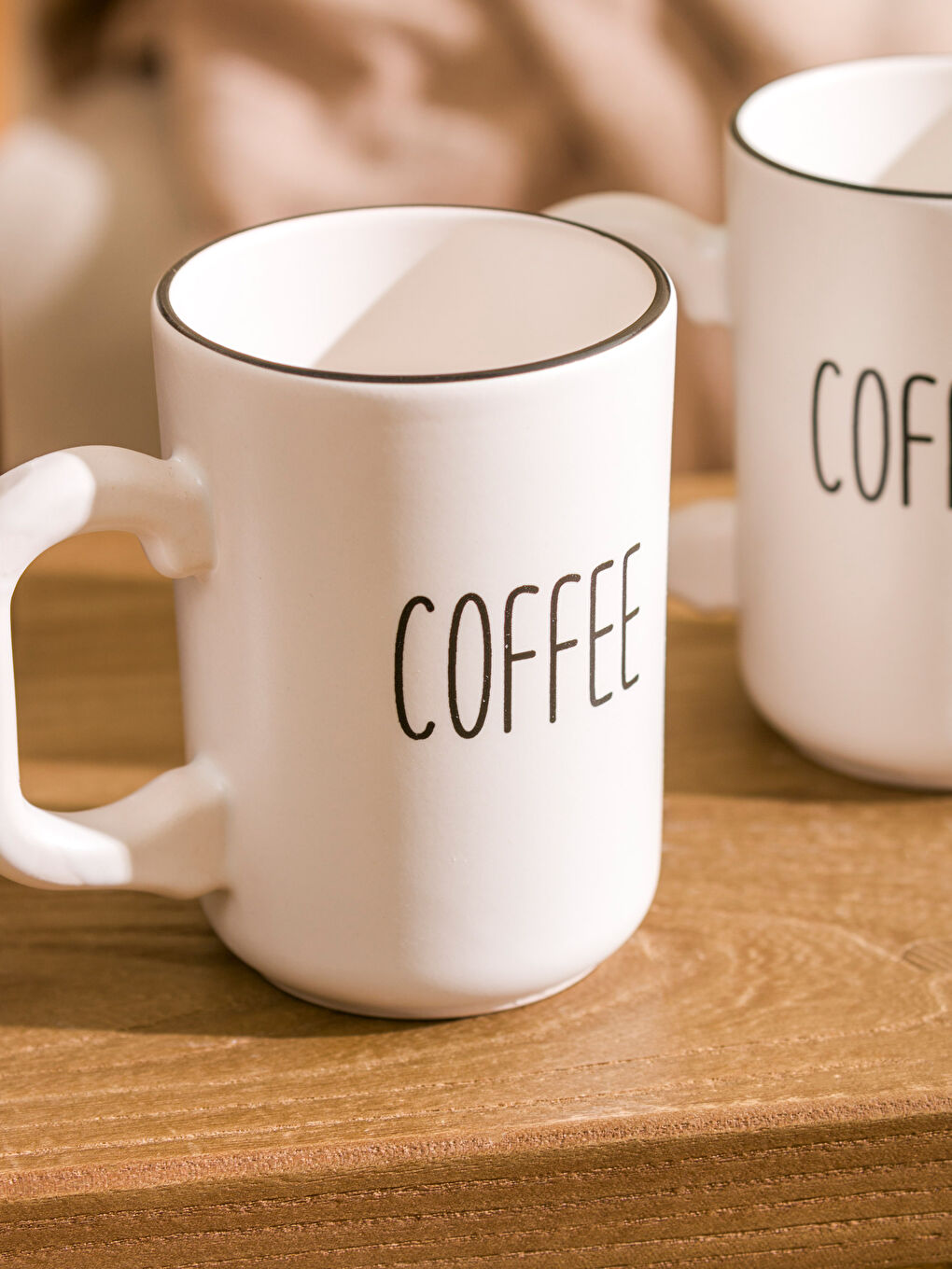 Siyah Baskılı Seramik Kupa 2'li 310 ml-2