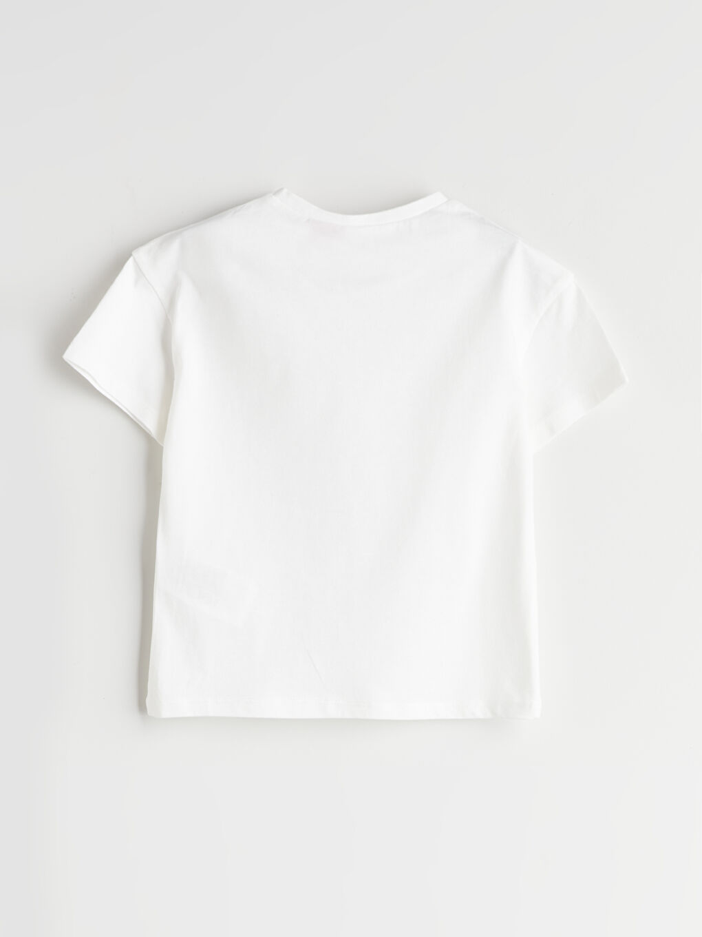 Ekru Bisiklet Yaka Barbie Baskılı Kız Çocuk Tişört-1