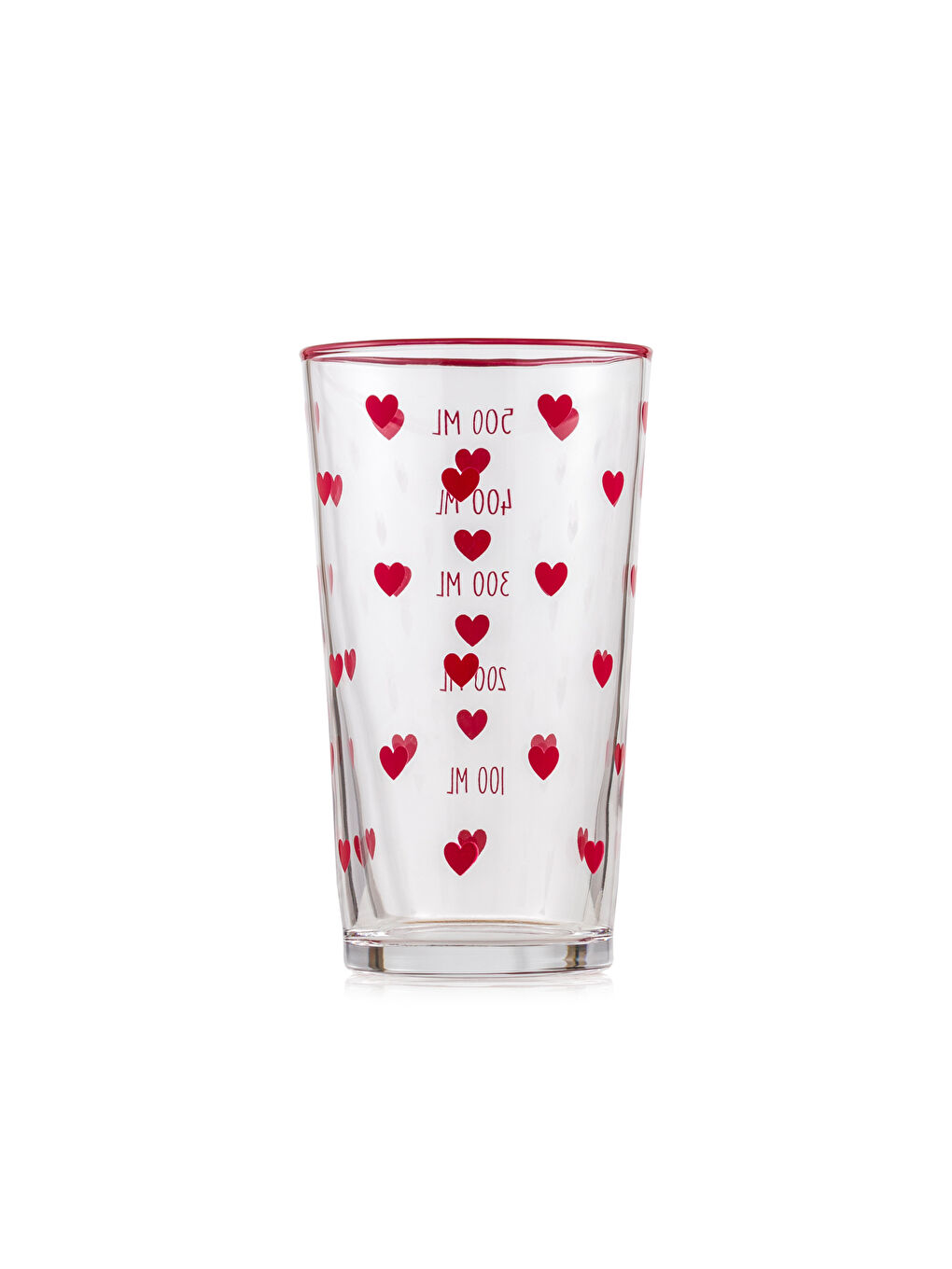 LCW HOME Kirmizi Kalp Baskılı Cam Su Bardağı 500 ml - 4