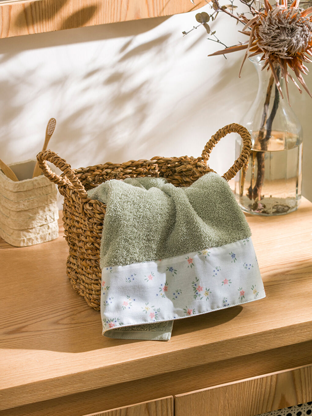 Floral Embroidered Cotton Face Towel 50x80 cm -S5ME60Z8-SW4