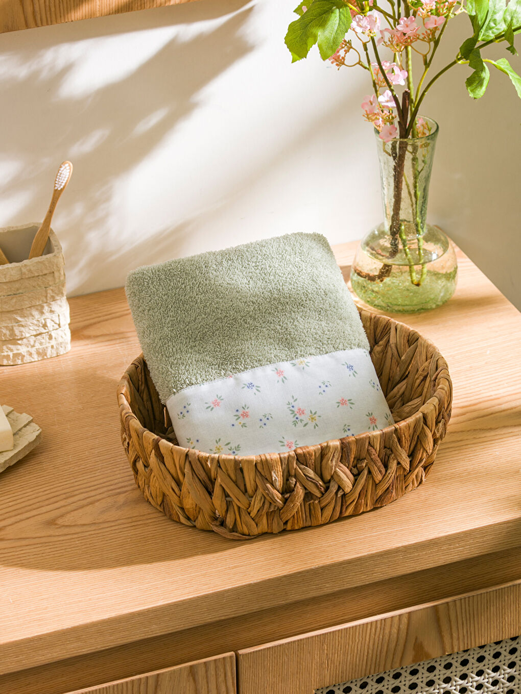 Floral Embroidered Cotton Face Towel 50x80 cm -S5ME60Z8-SW4