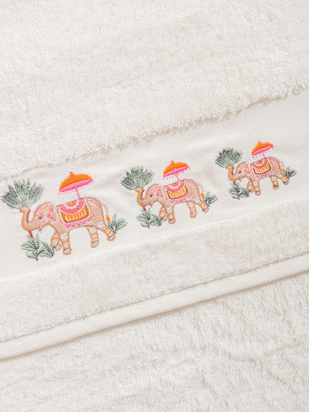 Elephant Embroidered Cotton Face Towel 50x80 Cm -S5ME67Z8-EEW