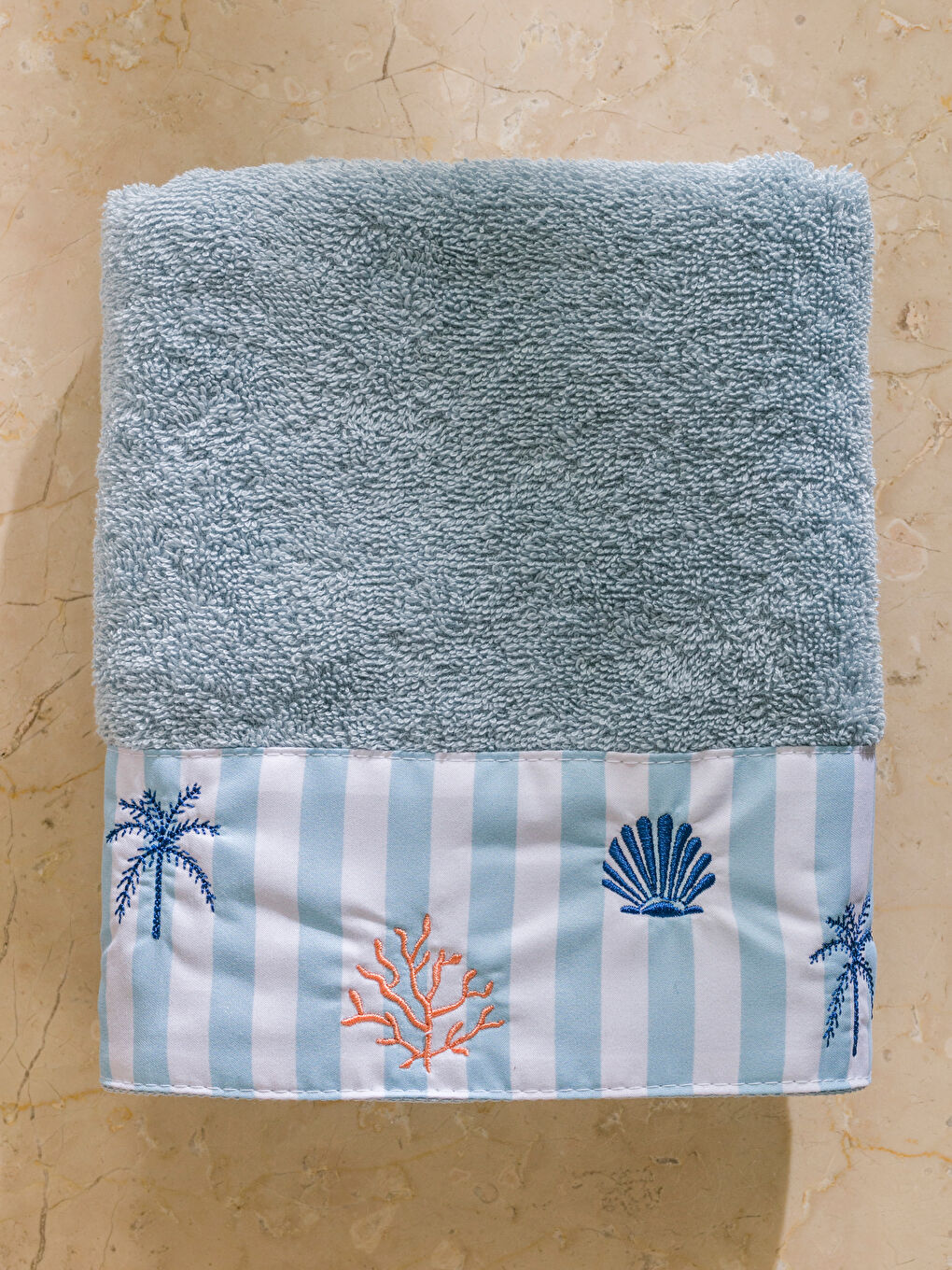 Embroidered Cotton Face Towel 50x80 Cm -S5ME74Z8-CYK