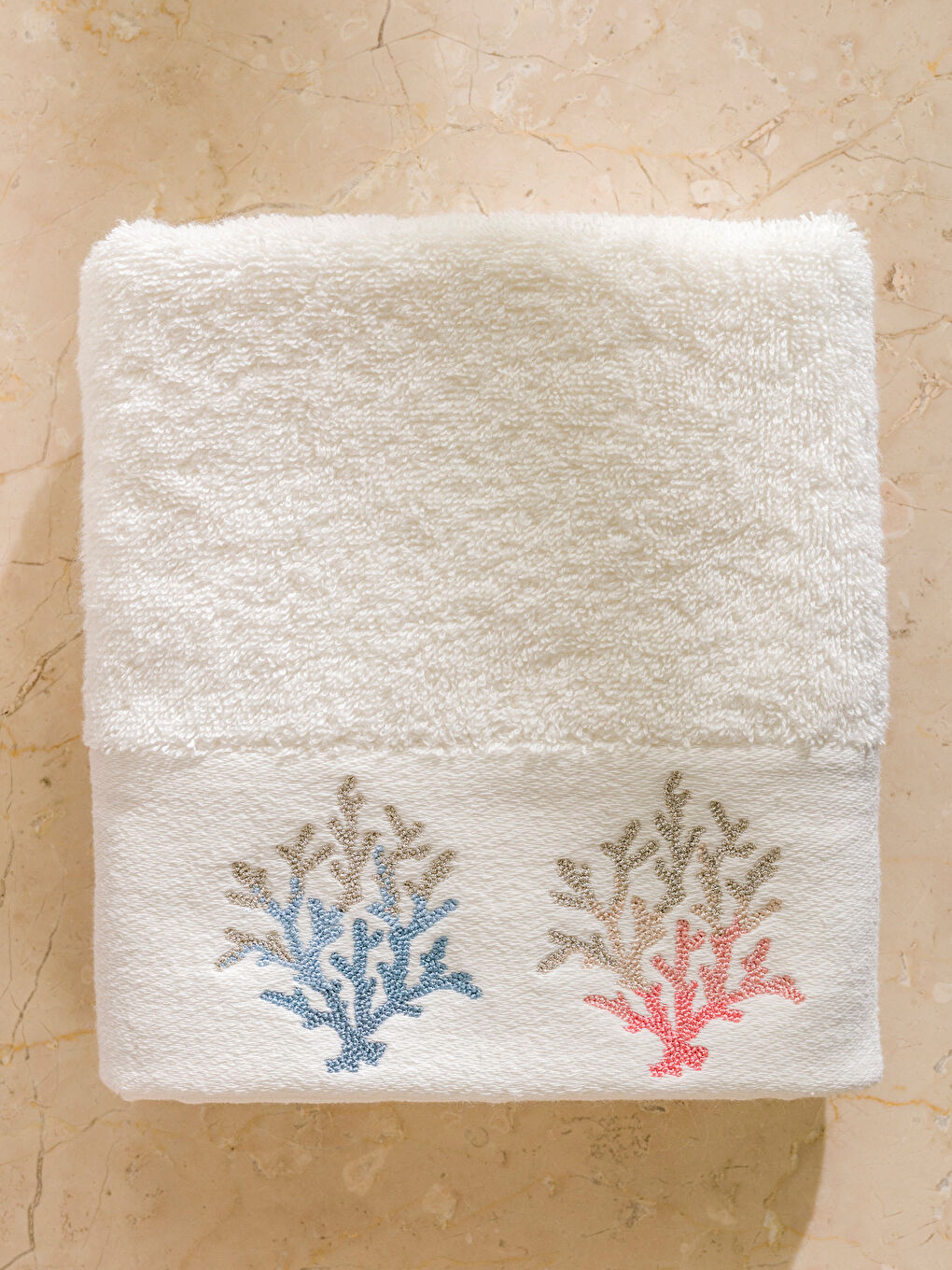 Embroidered Cotton Face Towel 50x80 Cm -S5ME76Z8-EEW