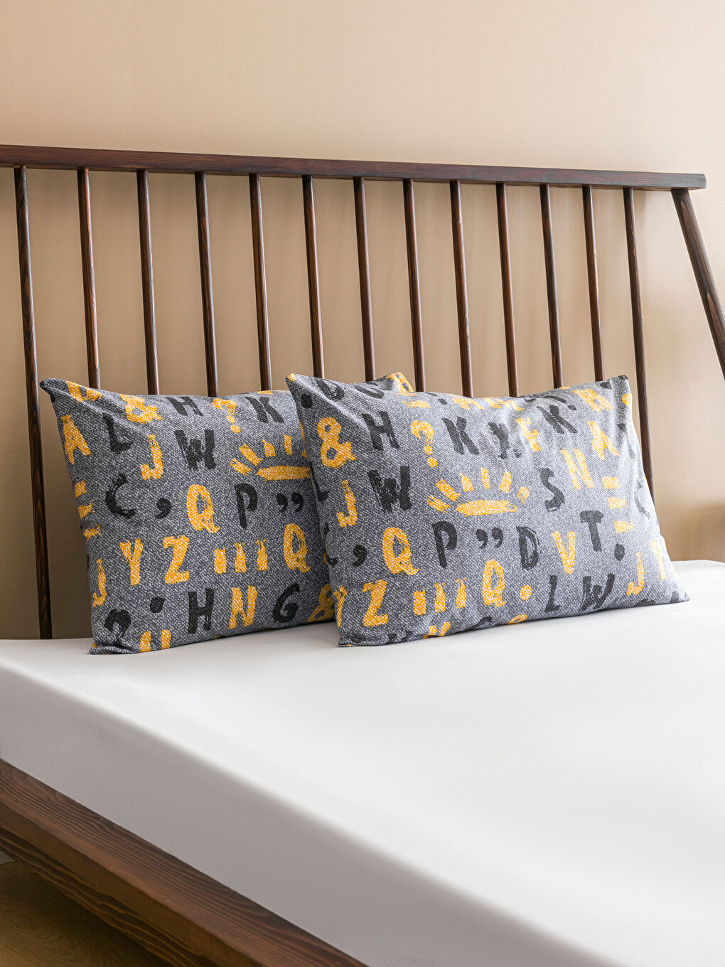 Karışık Baskılı Pamuklu Yastık Kılıfı 2'li 50x70 cm