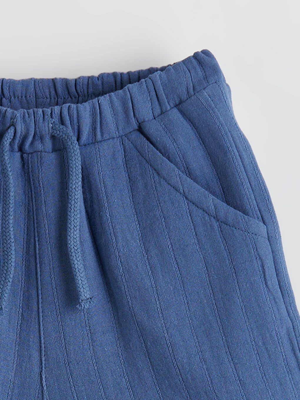 Mavi Beli Lastikli Basic Erkek Bebek Şort-1