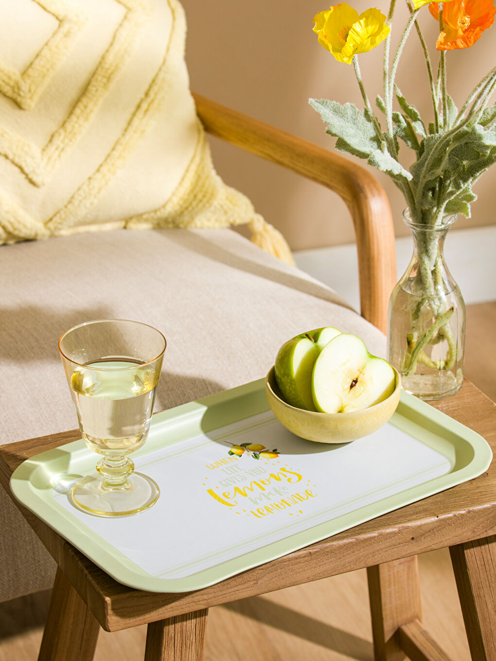 Karışık Limon Baskılı Metal Tepsi 35 cm