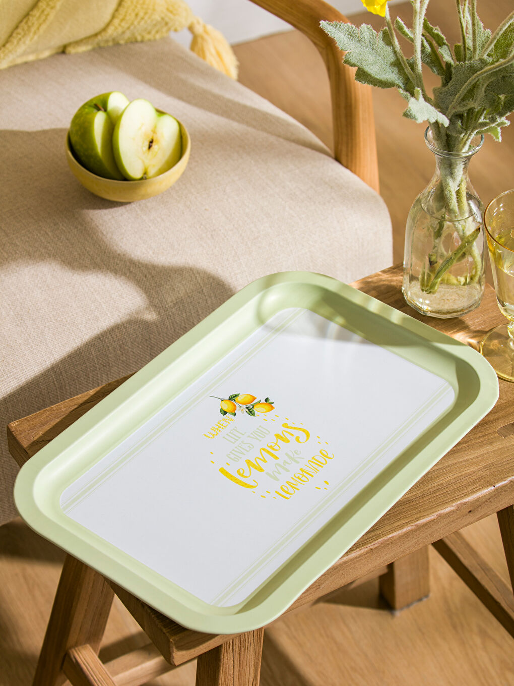 Karışık Limon Baskılı Metal Tepsi 35 cm-1