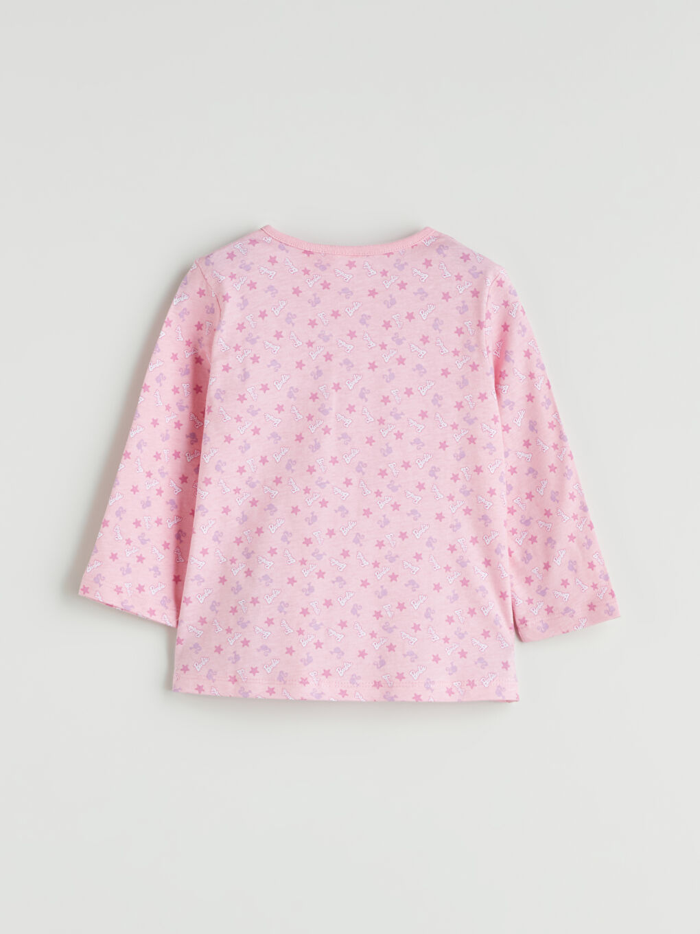 Pembe Bisiklet Yaka Barbie Baskılı Kız Çocuk Pijama Üst-2