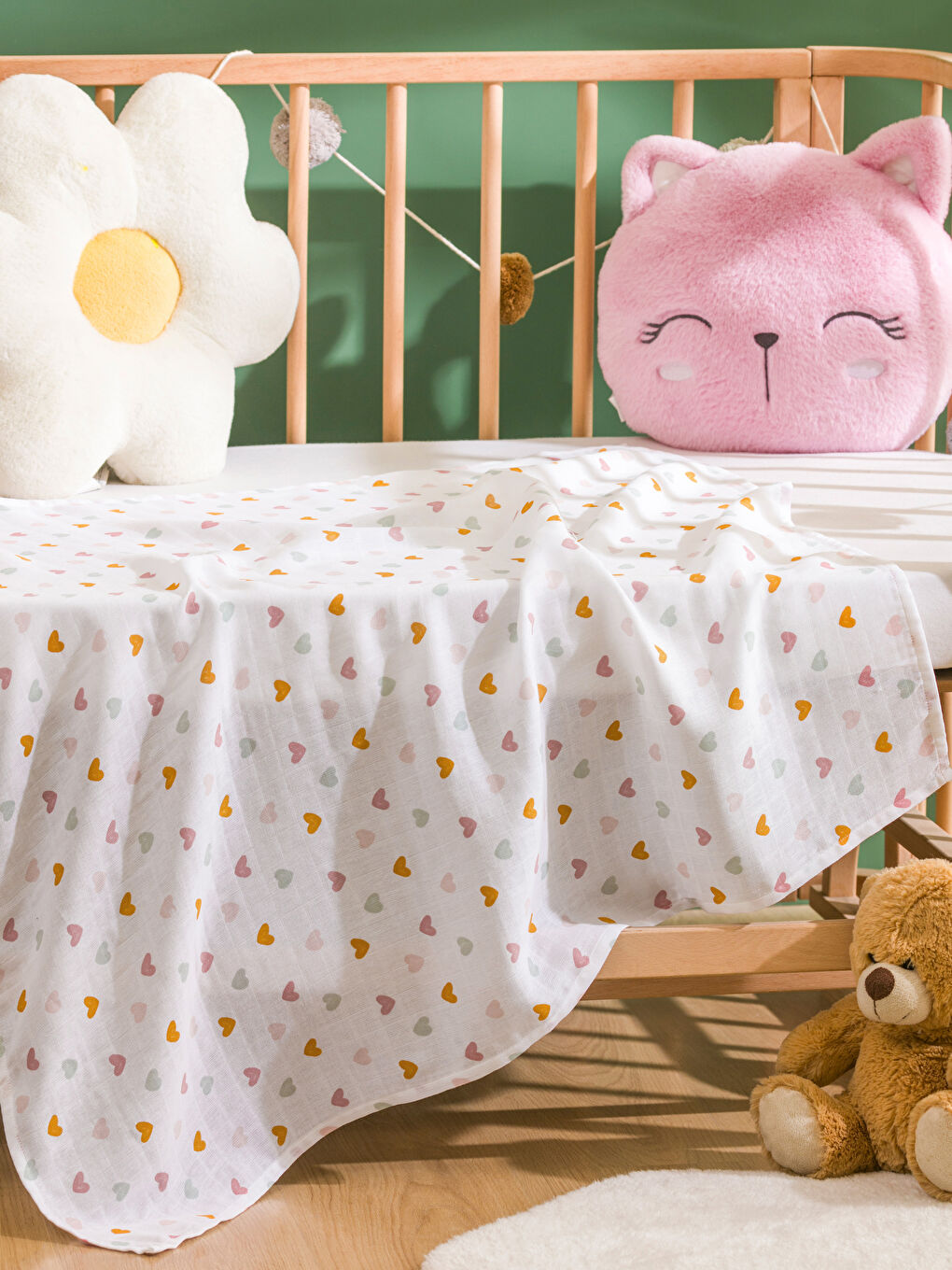 LCW ACCESSORIES Ekru Kalp Baskılı Bebek Müslin Örtü 90x100 cm