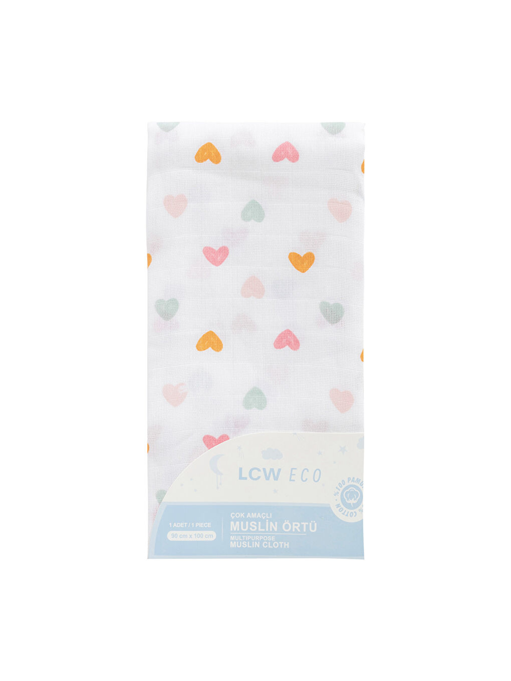 LCW ACCESSORIES Ekru Kalp Baskılı Bebek Müslin Örtü 90x100 cm - 4