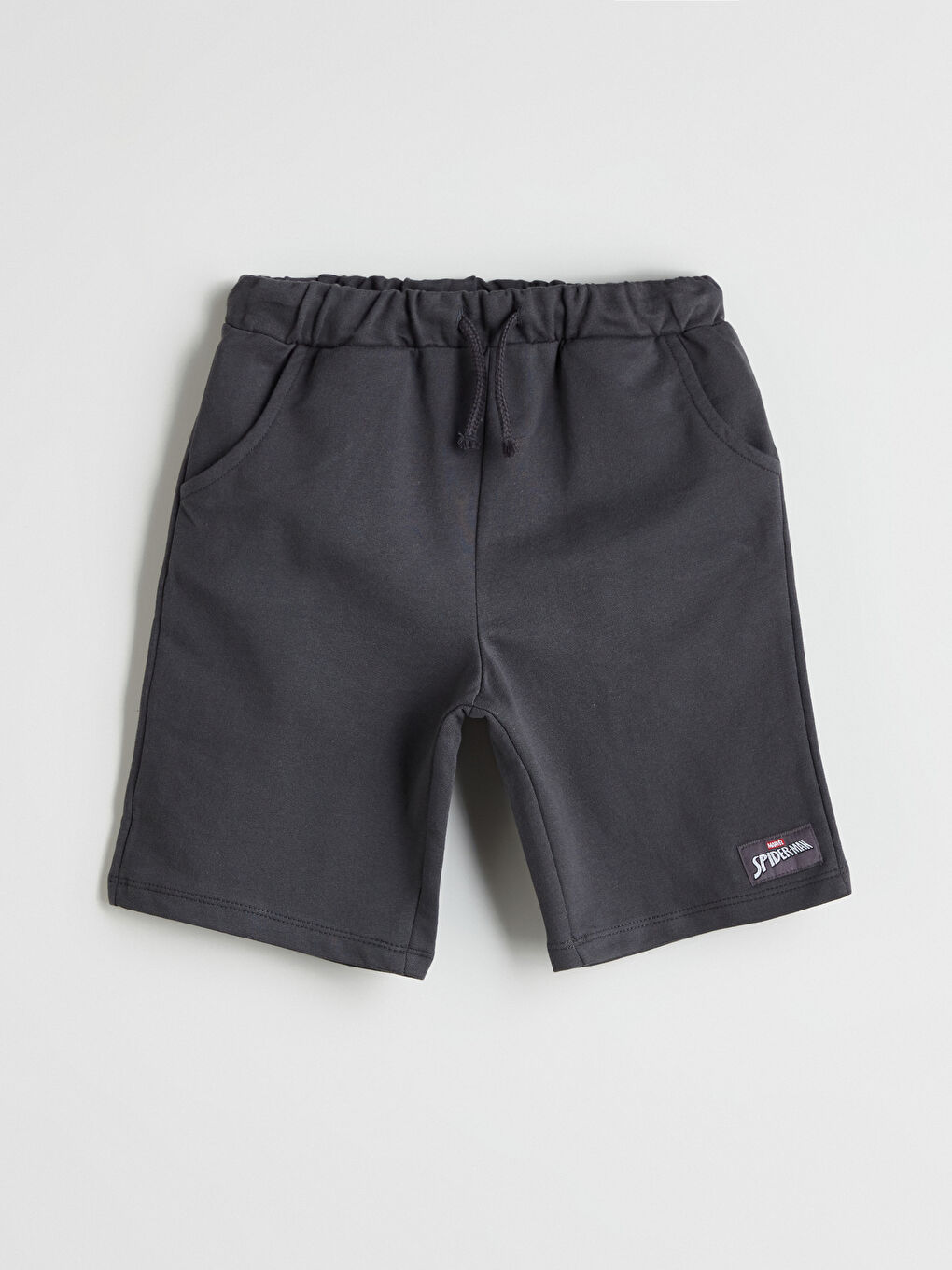 Antrasit Beli Lastikli Spider-Man Baskılı Erkek Çocuk Şort