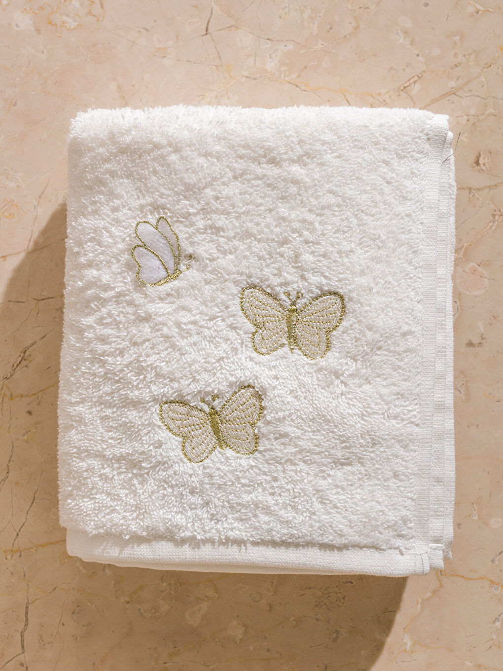 Butterfly Embroidered Cotton Face Towel 50x80 Cm -S5N073Z8-EEW